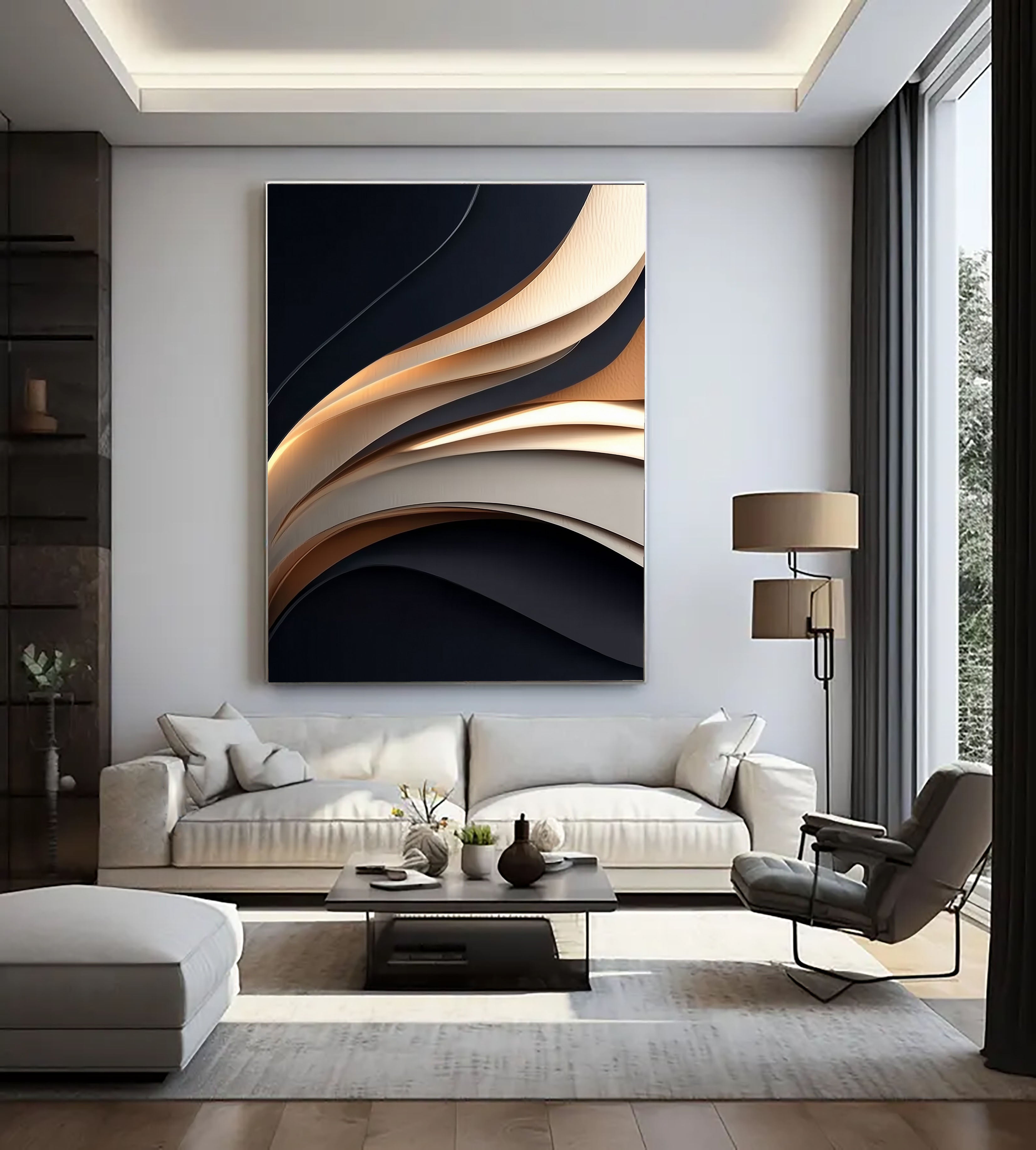 Textured Wave Motion | Gold Black