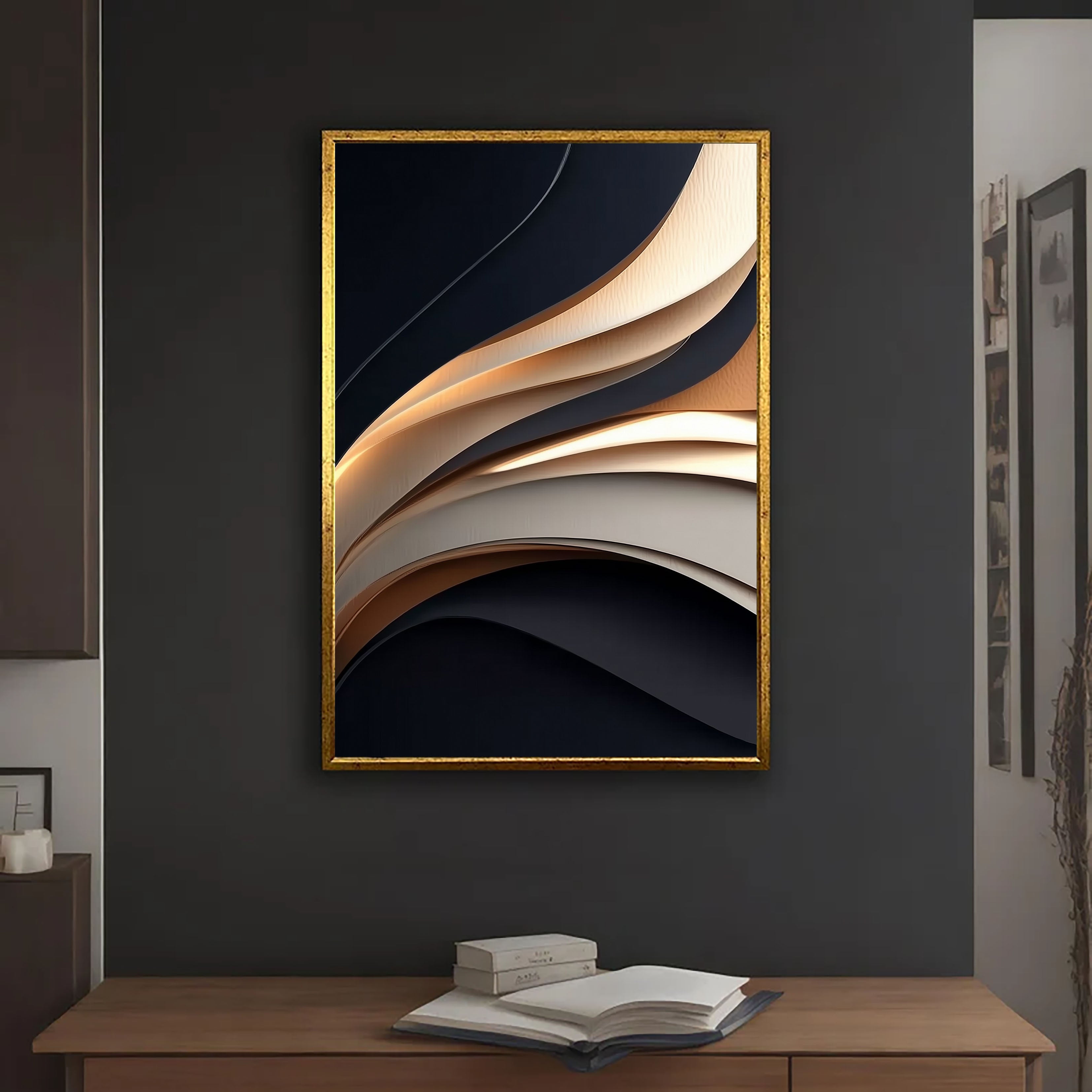 Textured Wave Motion | Gold Black