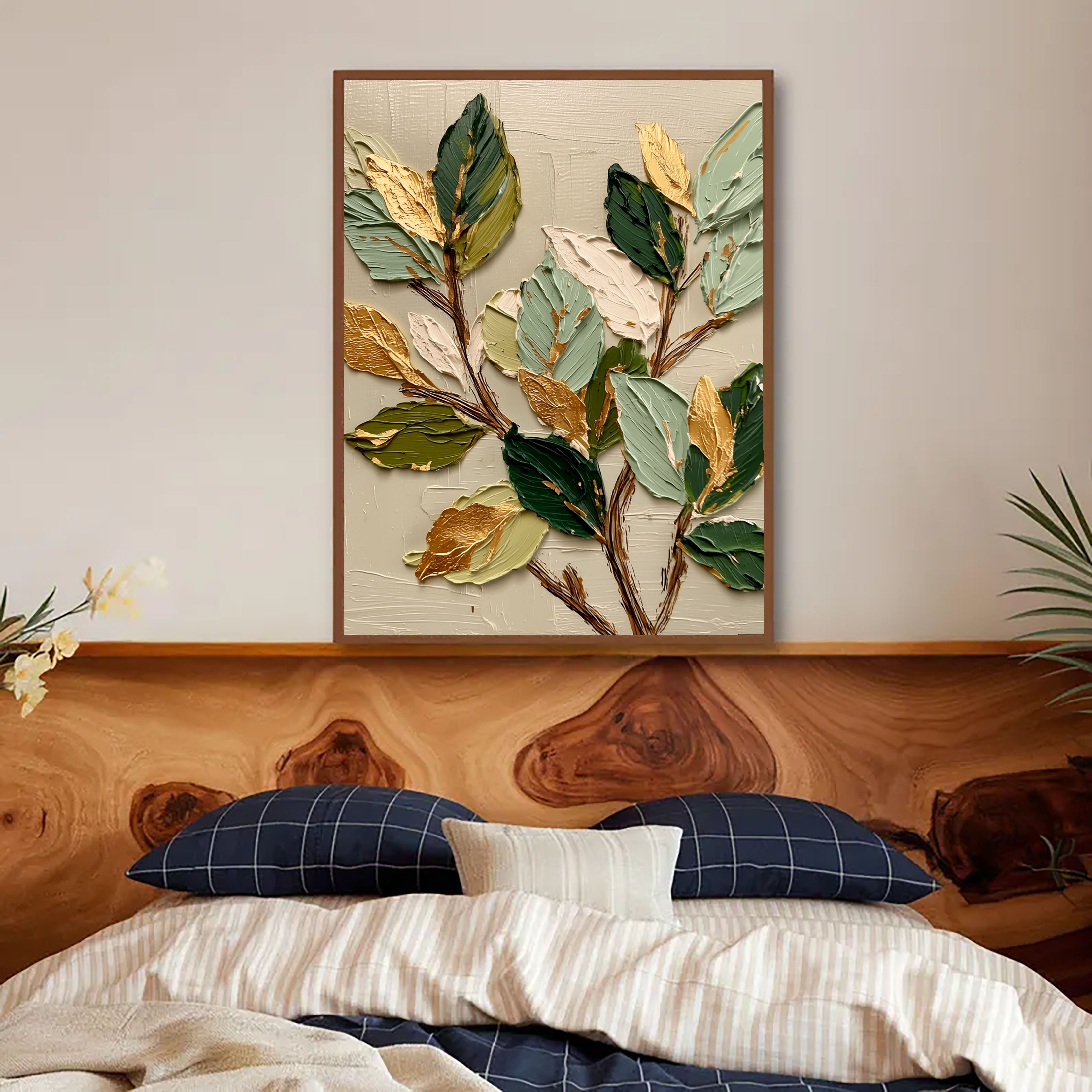 Textured Gilded Foliage | Green Gold