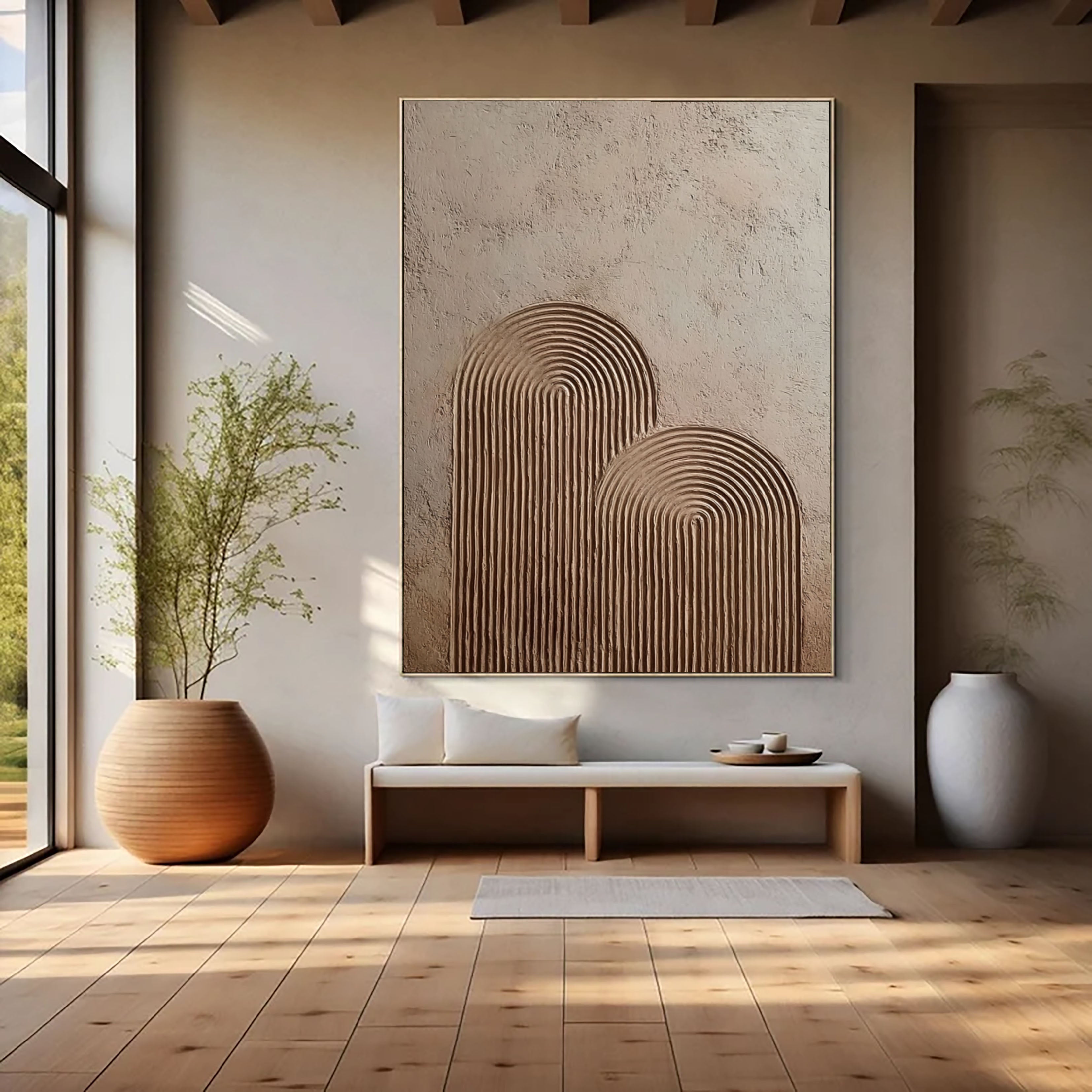 Strukturiertes Geometrisches Relief | Sandweiß