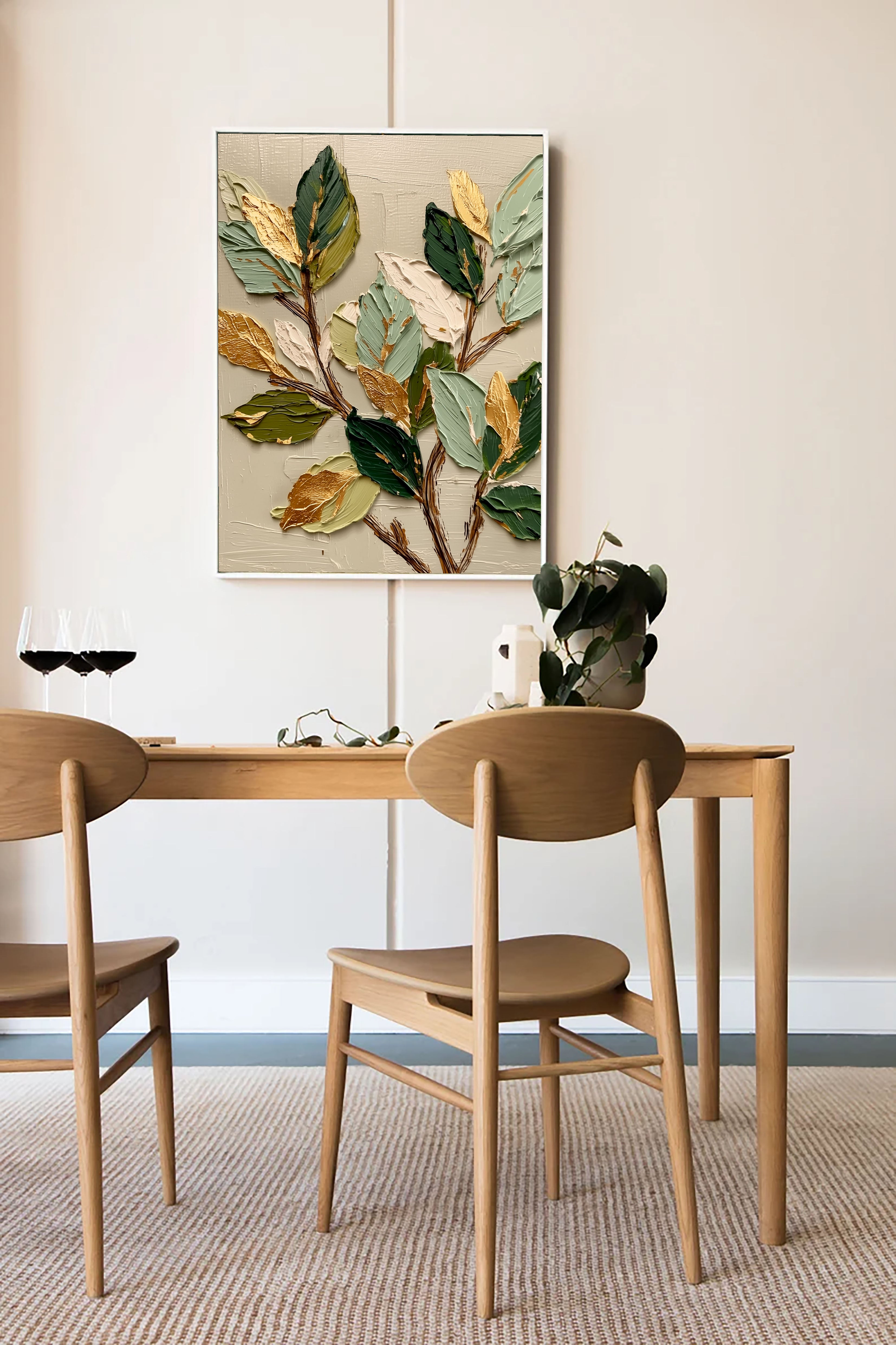 Textured Gilded Foliage | Green Gold