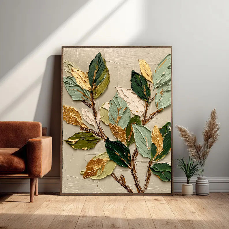 Textured Gilded Foliage | Green Gold
