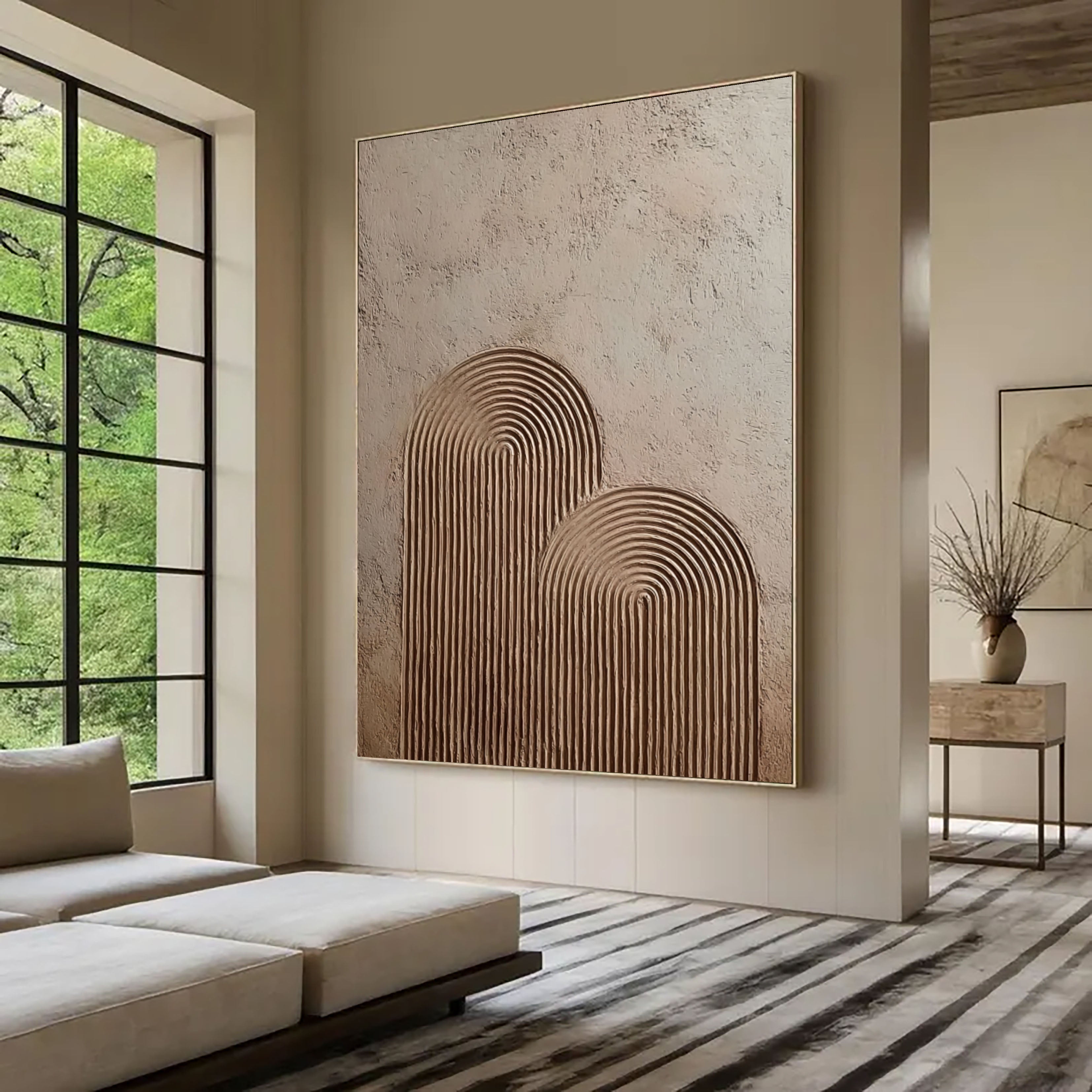 Strukturiertes Geometrisches Relief | Sandweiß