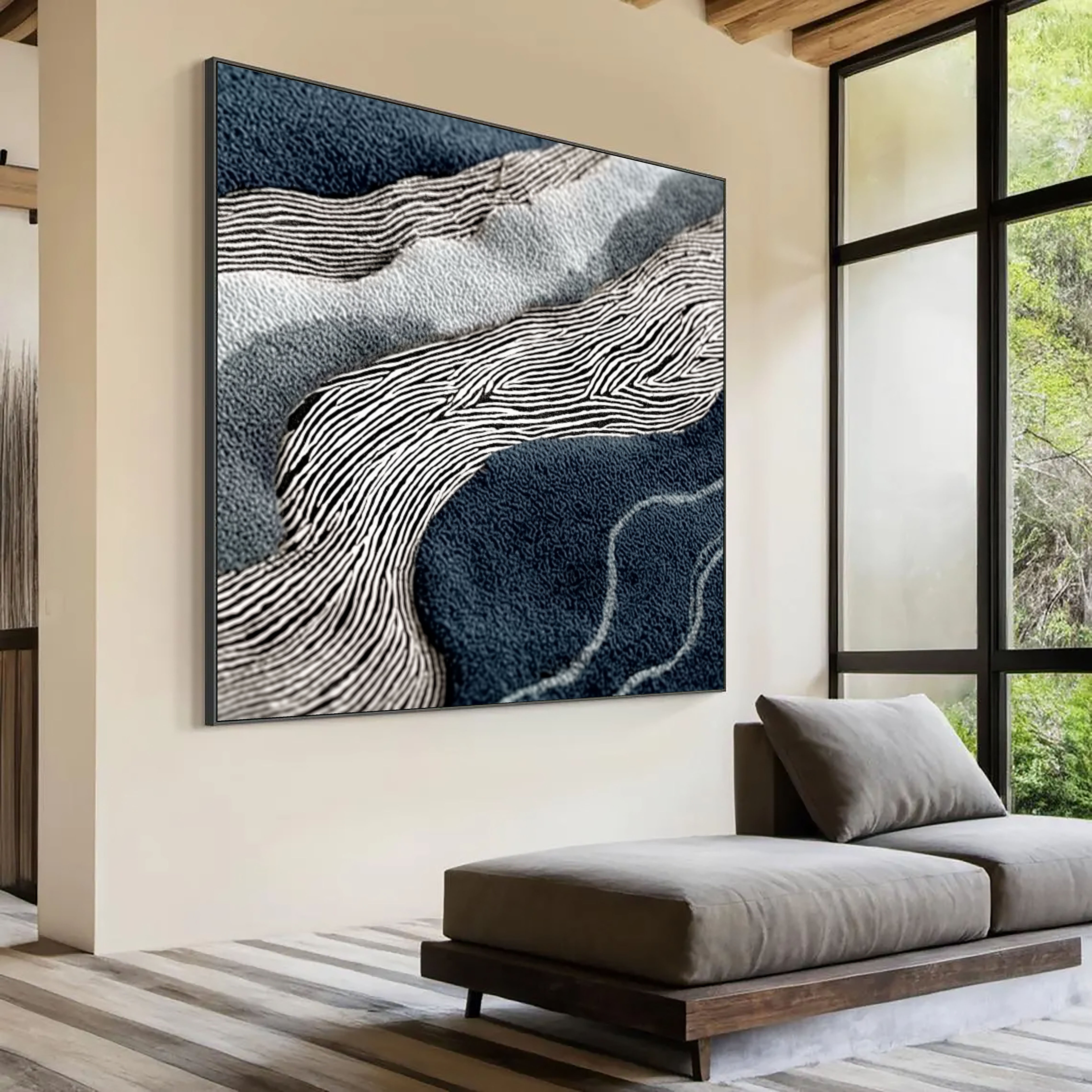 Textured Wave Contours | Navy White