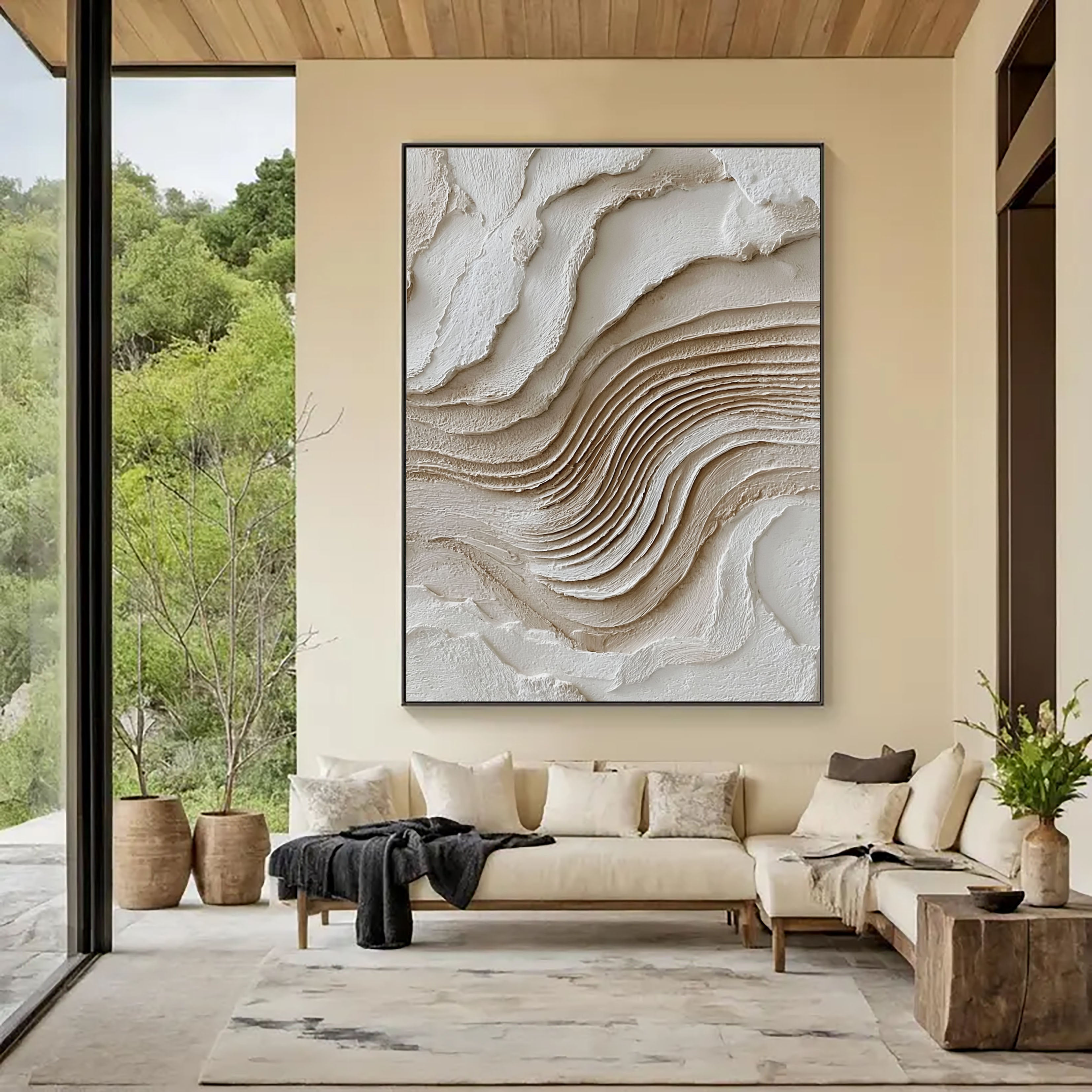 Textured Layered Waves | Neutral Cream
