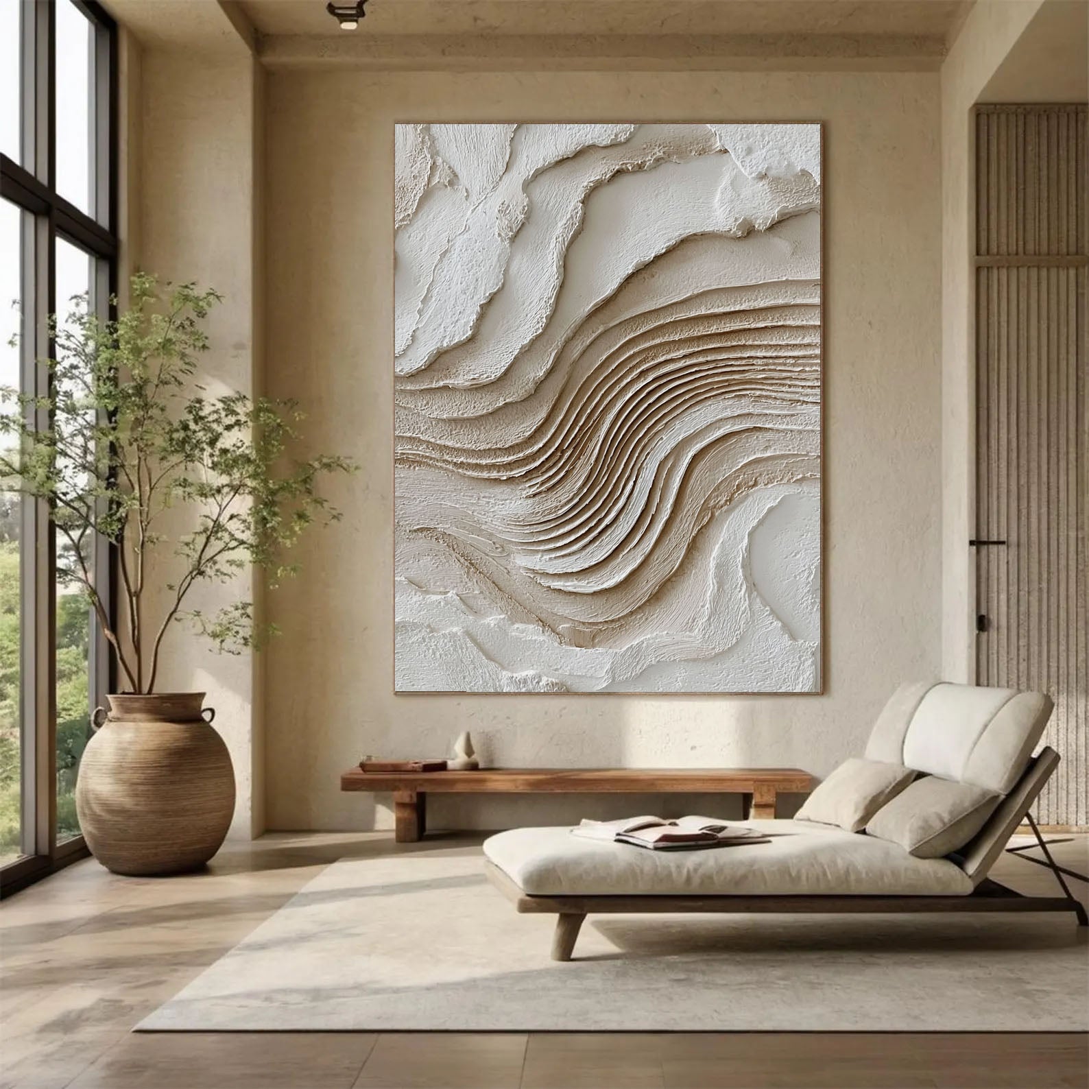 Textured Layered Waves | Neutral Cream