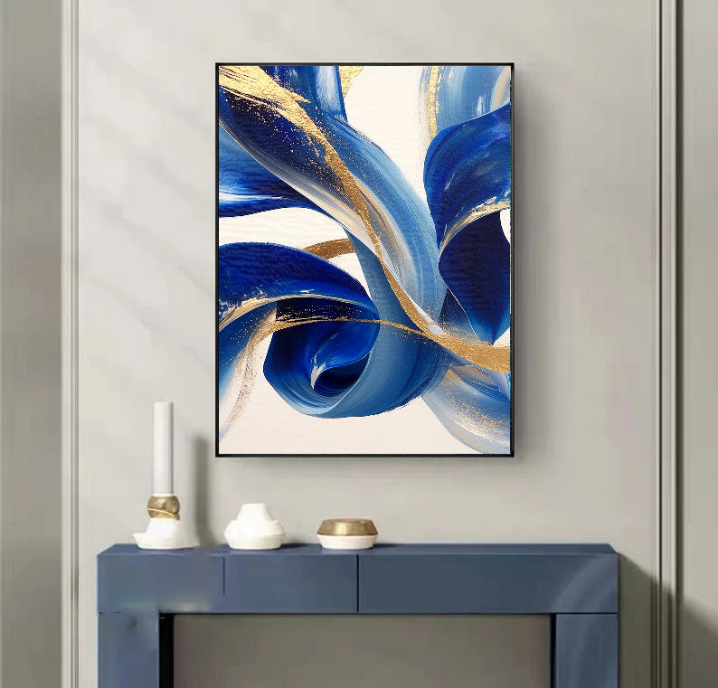 Textured Fluid Swirls | Blue Gold