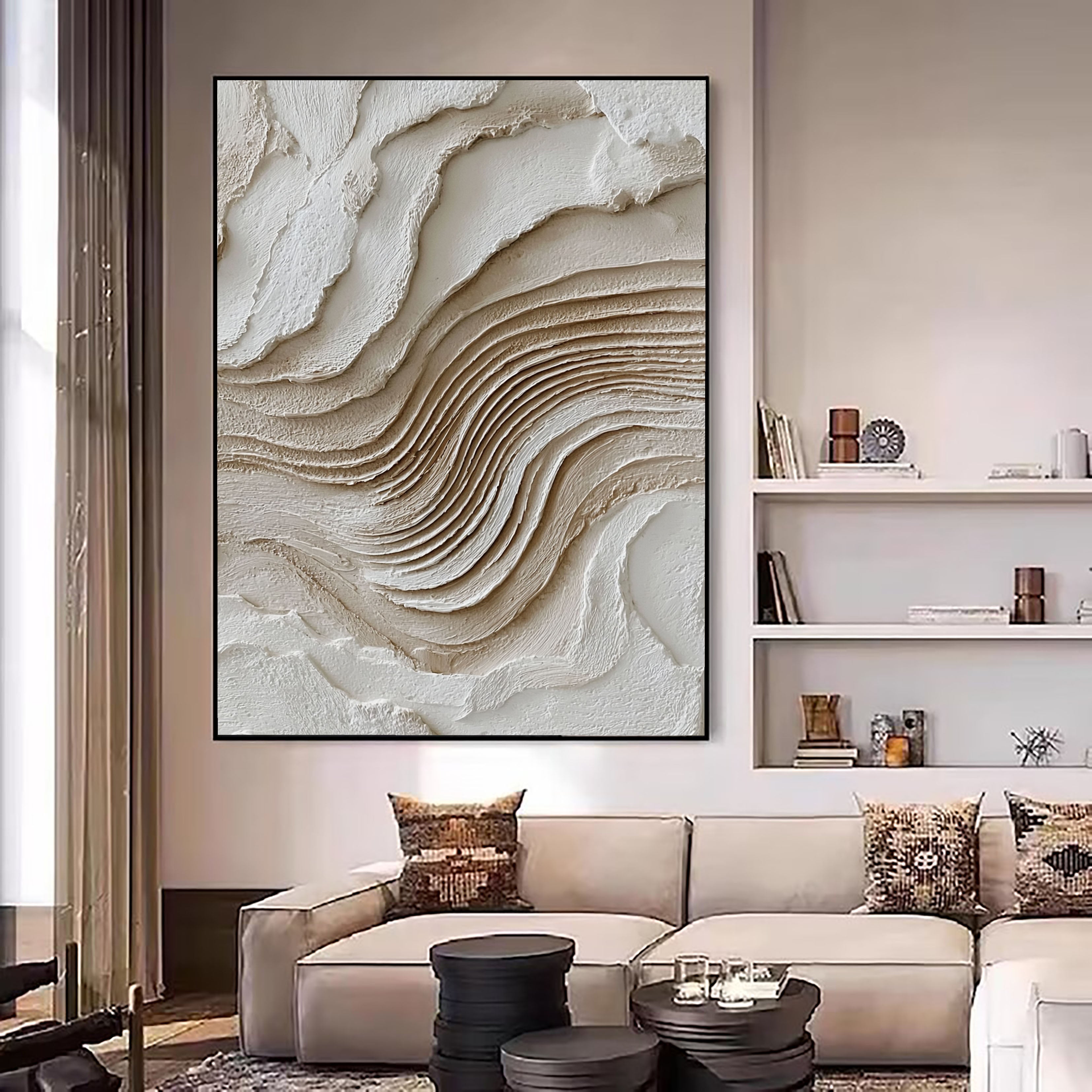 Textured Layered Waves | Neutral Cream