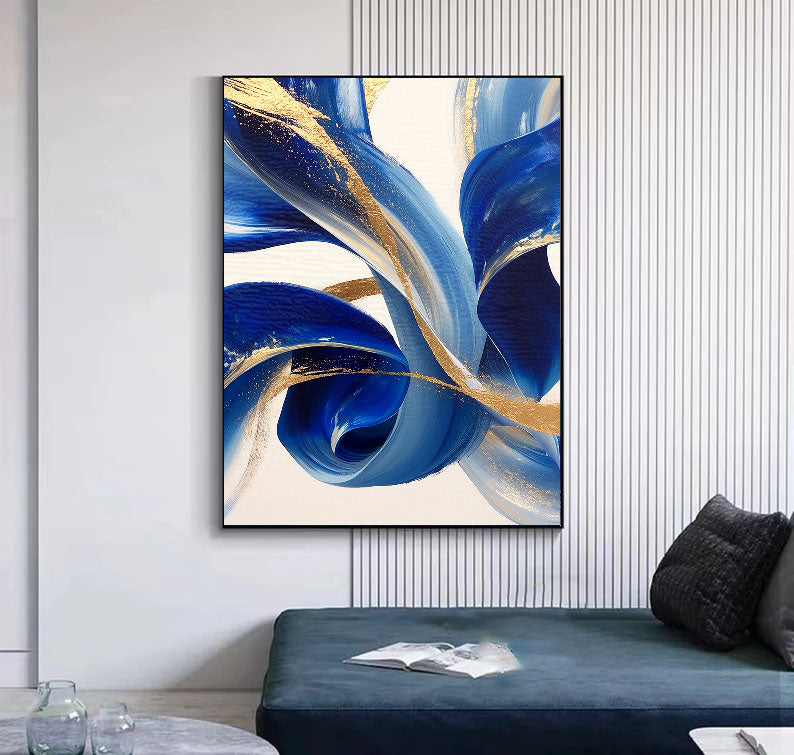 Textured Fluid Swirls | Blue Gold