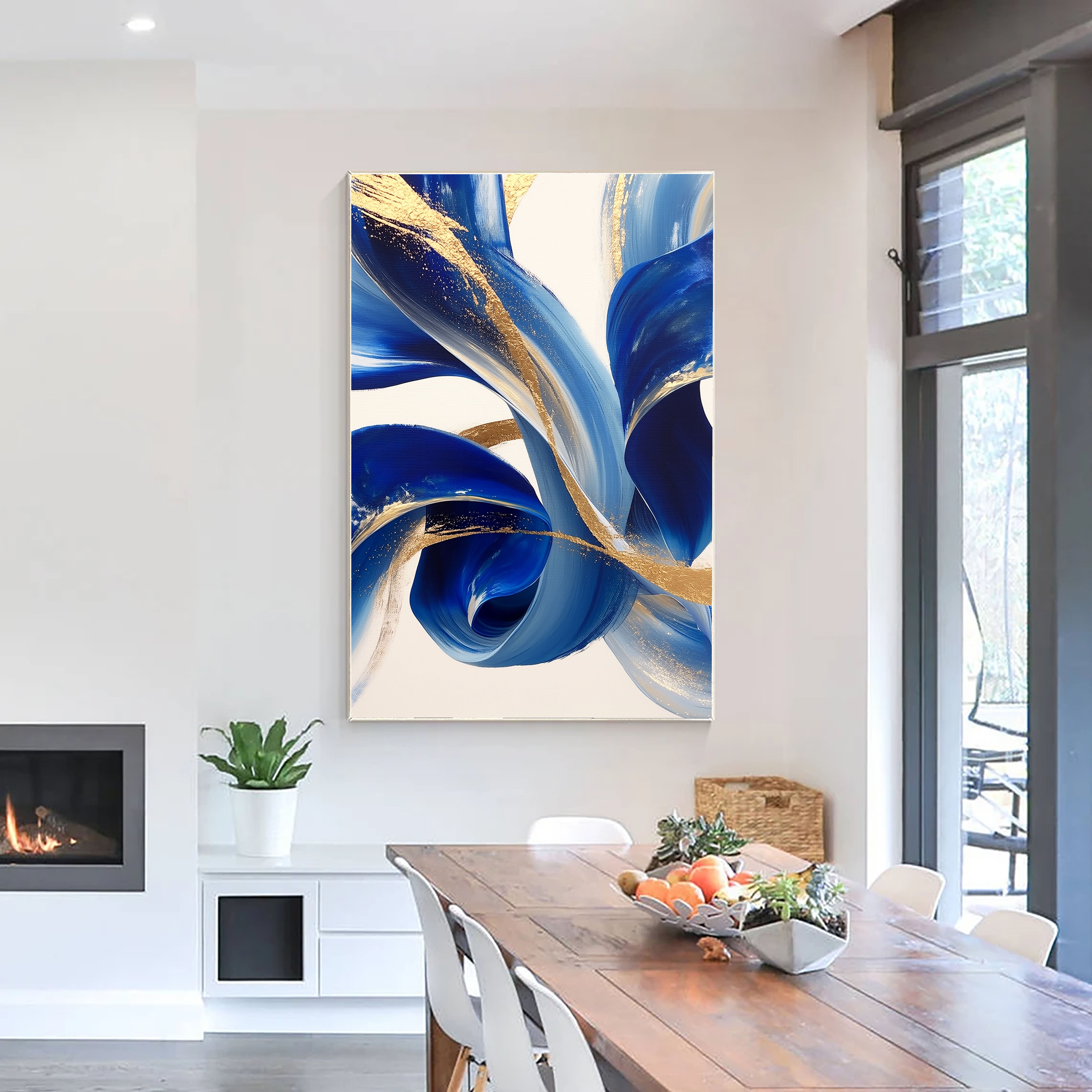 Textured Fluid Swirls | Blue Gold