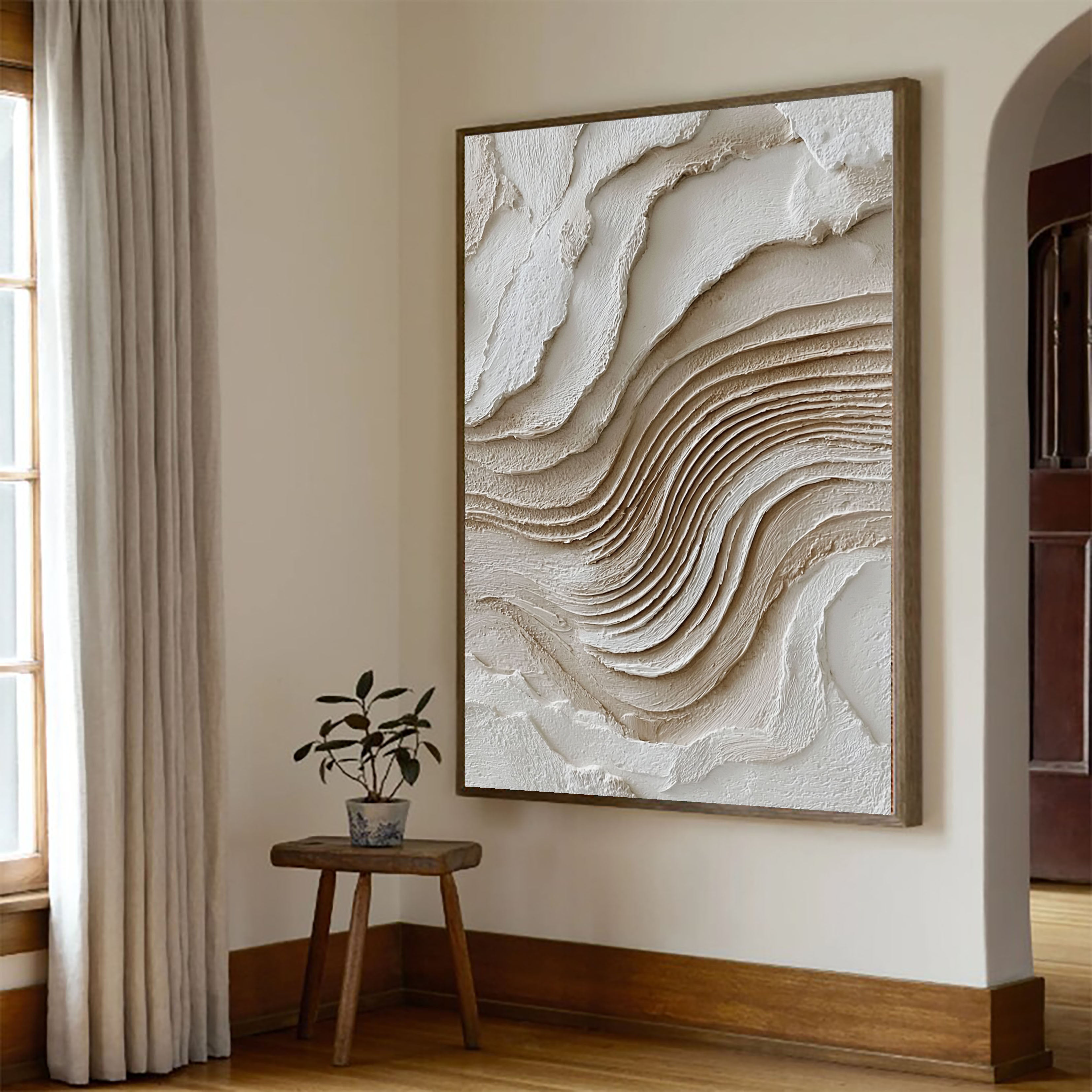 Textured Layered Waves | Neutral Cream