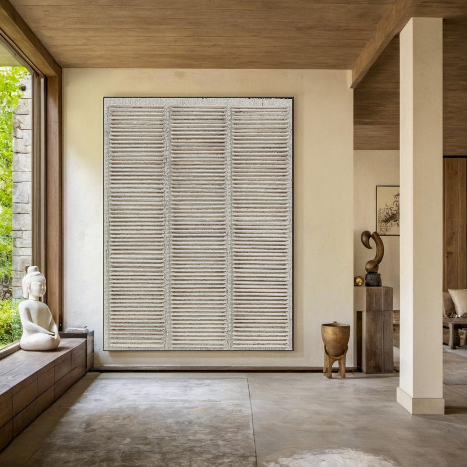 Textured Linear Stripes | Neutral Ivory