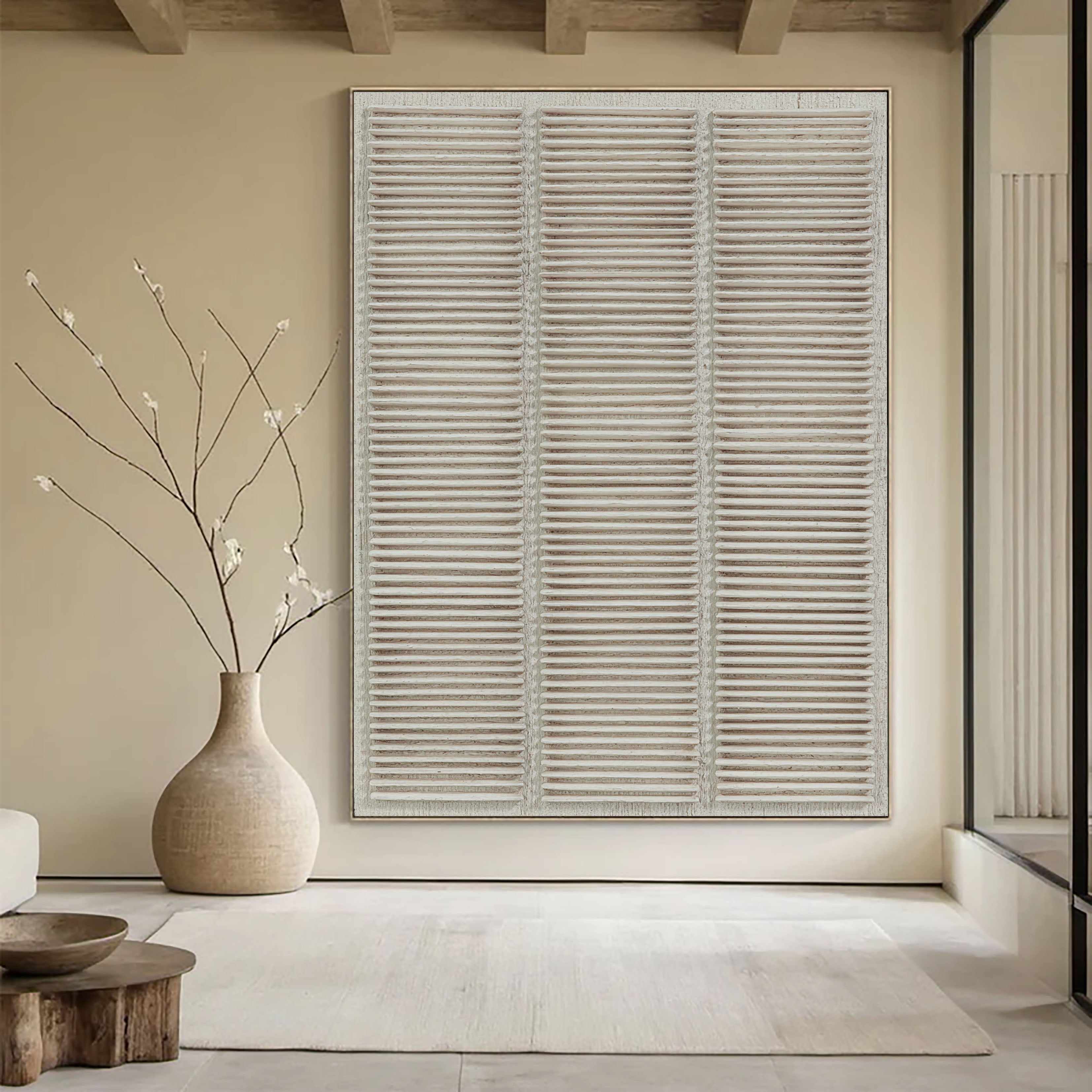 Textured Linear Stripes | Neutral Ivory