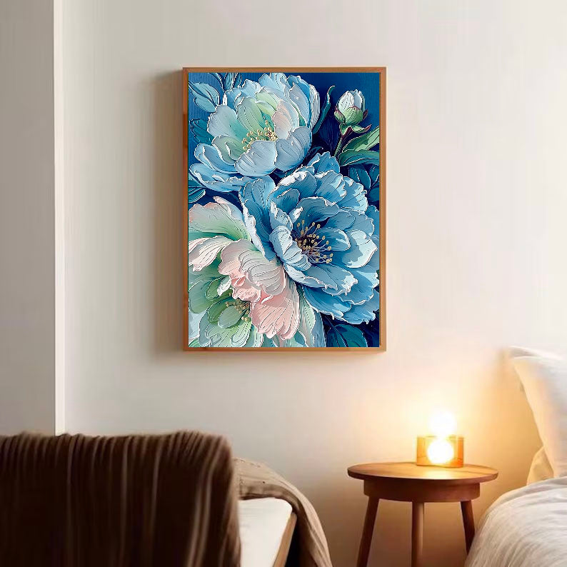 Textured Peony Blooms | Blue Pink