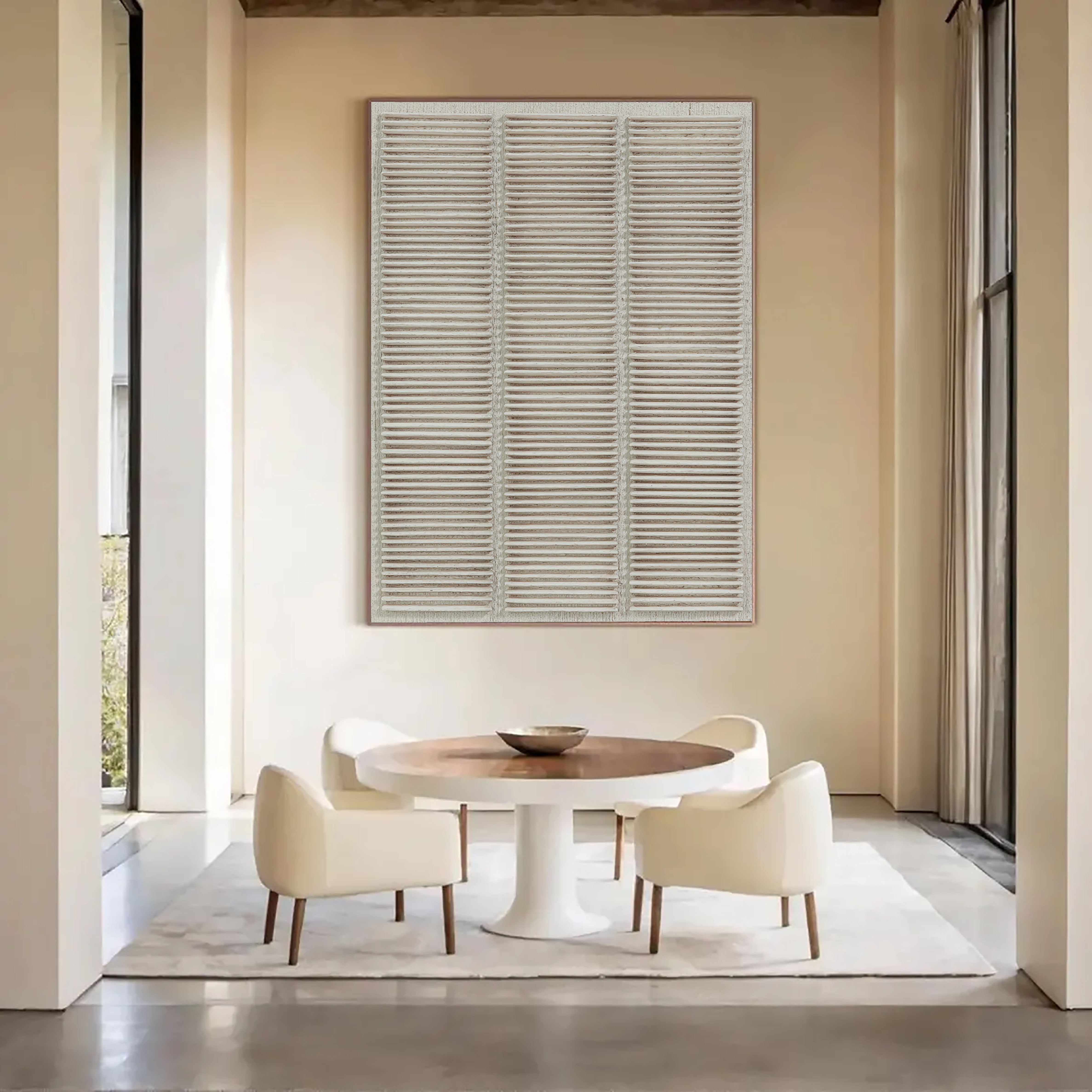 Textured Linear Stripes | Neutral Ivory