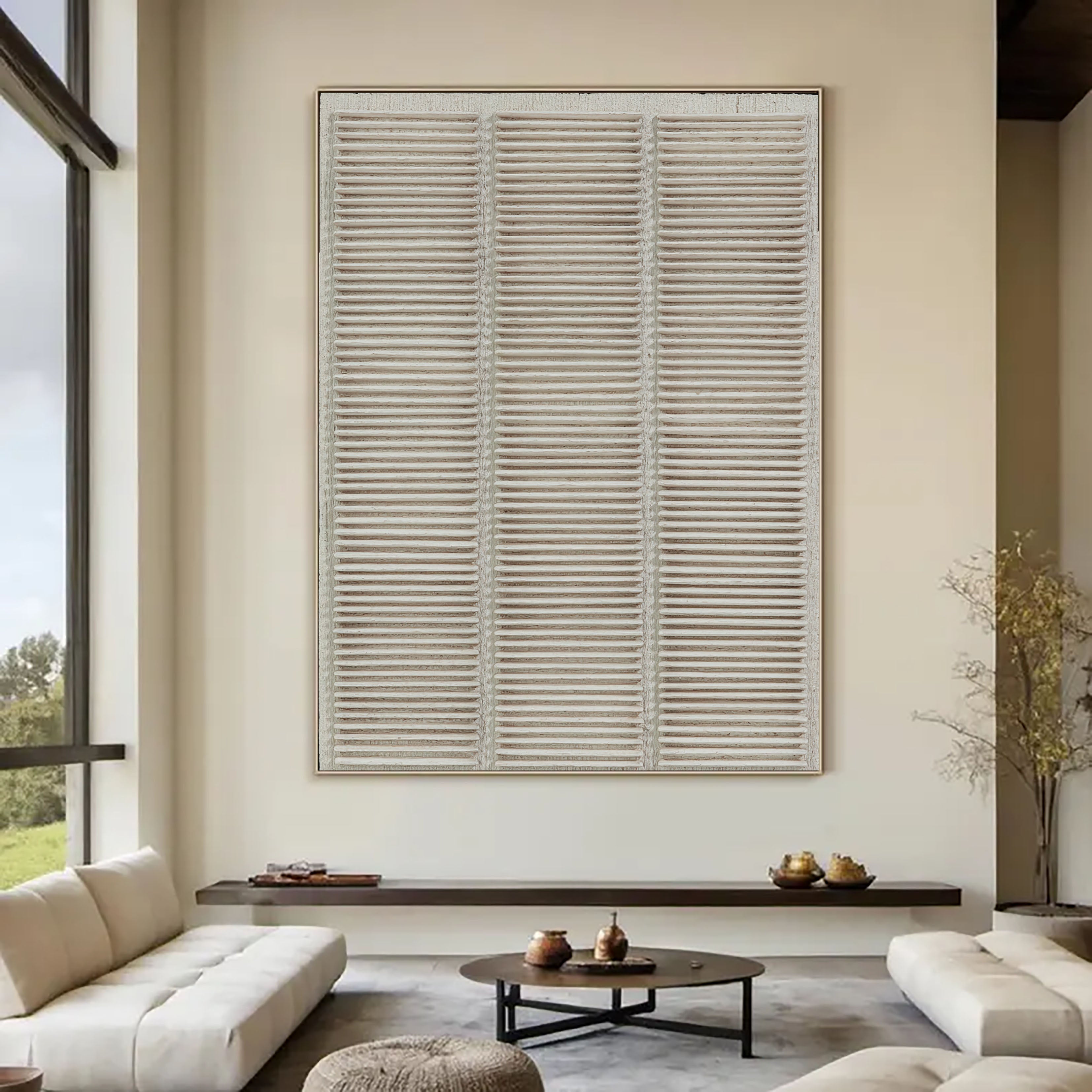 Textured Linear Stripes | Neutral Ivory
