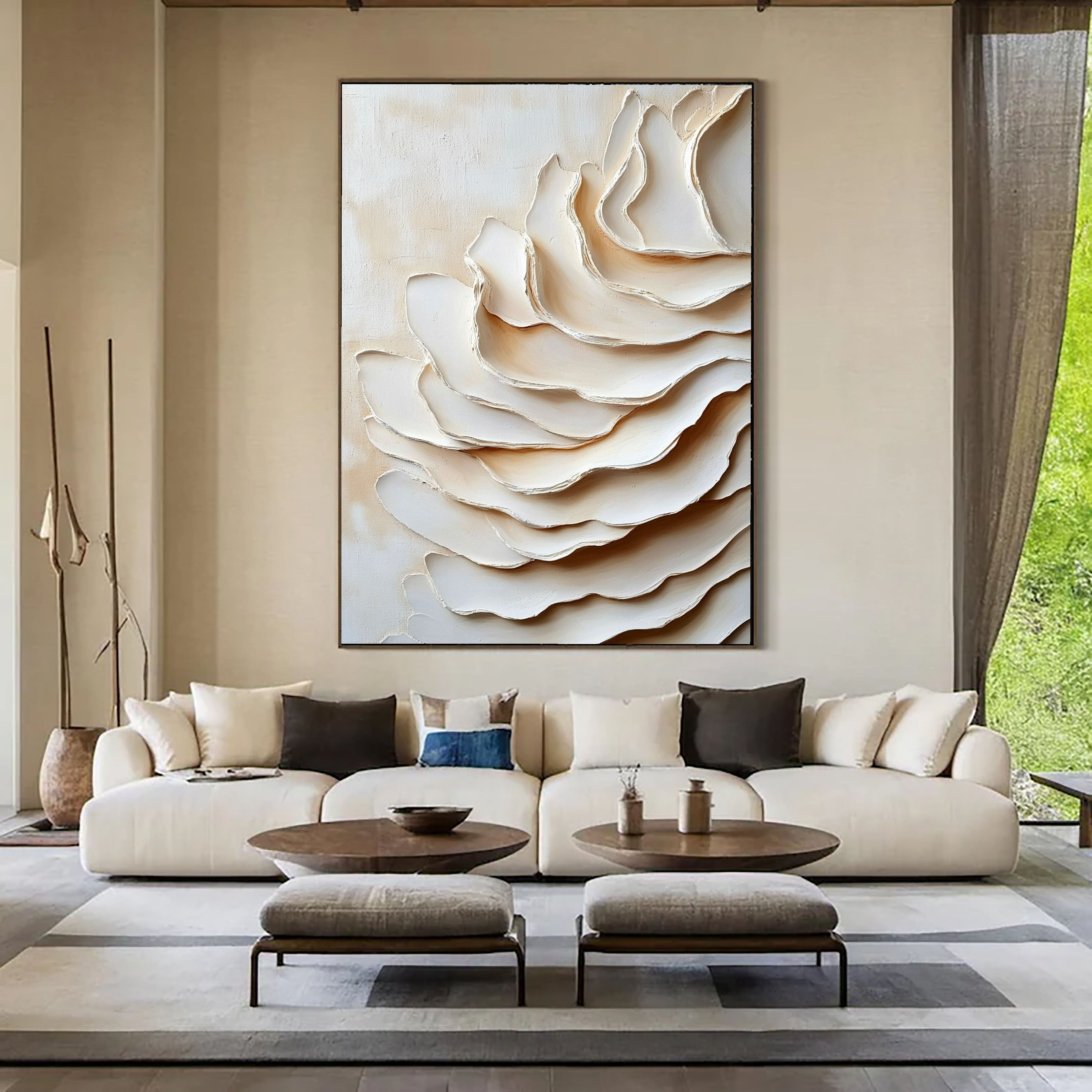 Textured Layered Petals | Creamy Beige