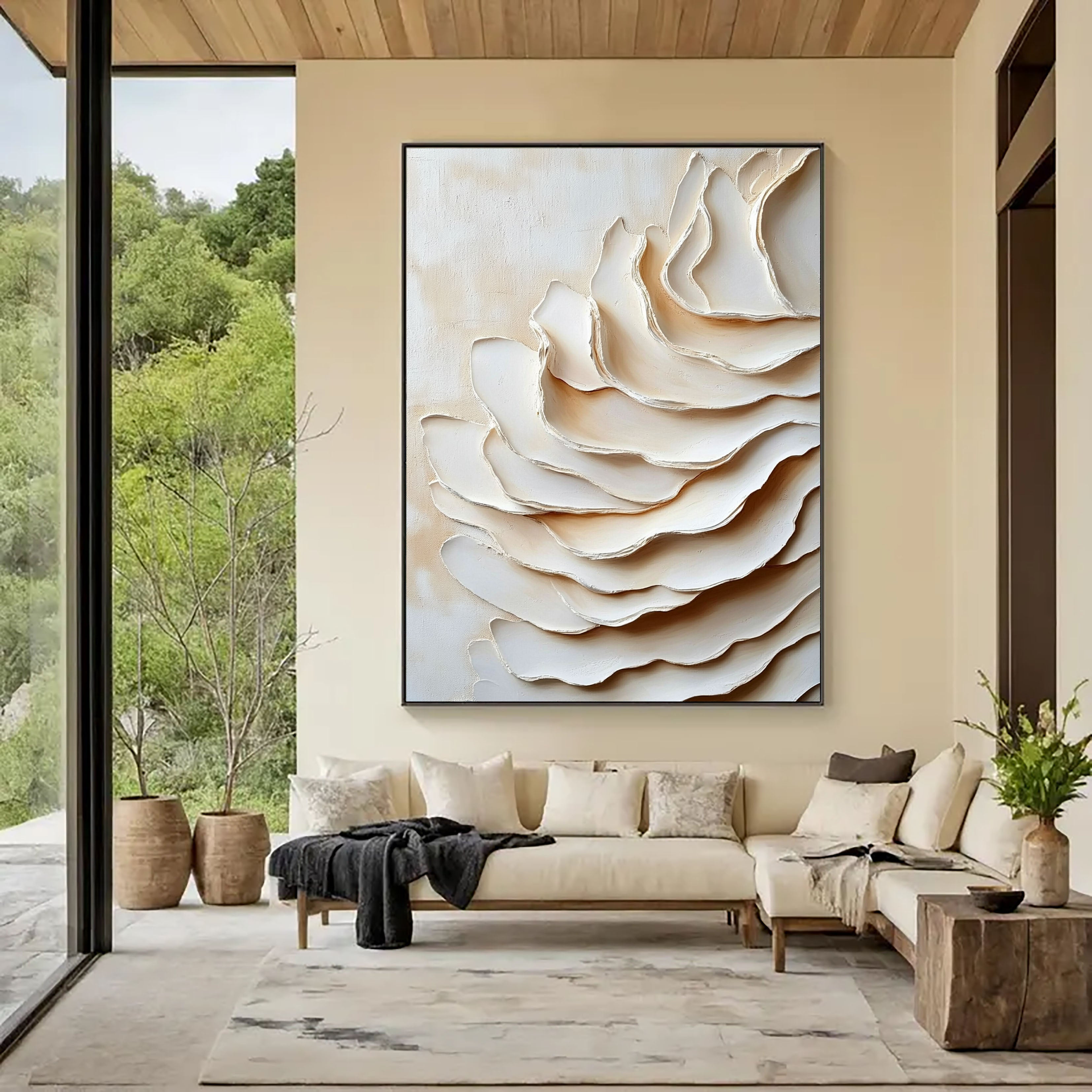 Textured Layered Petals | Creamy Beige