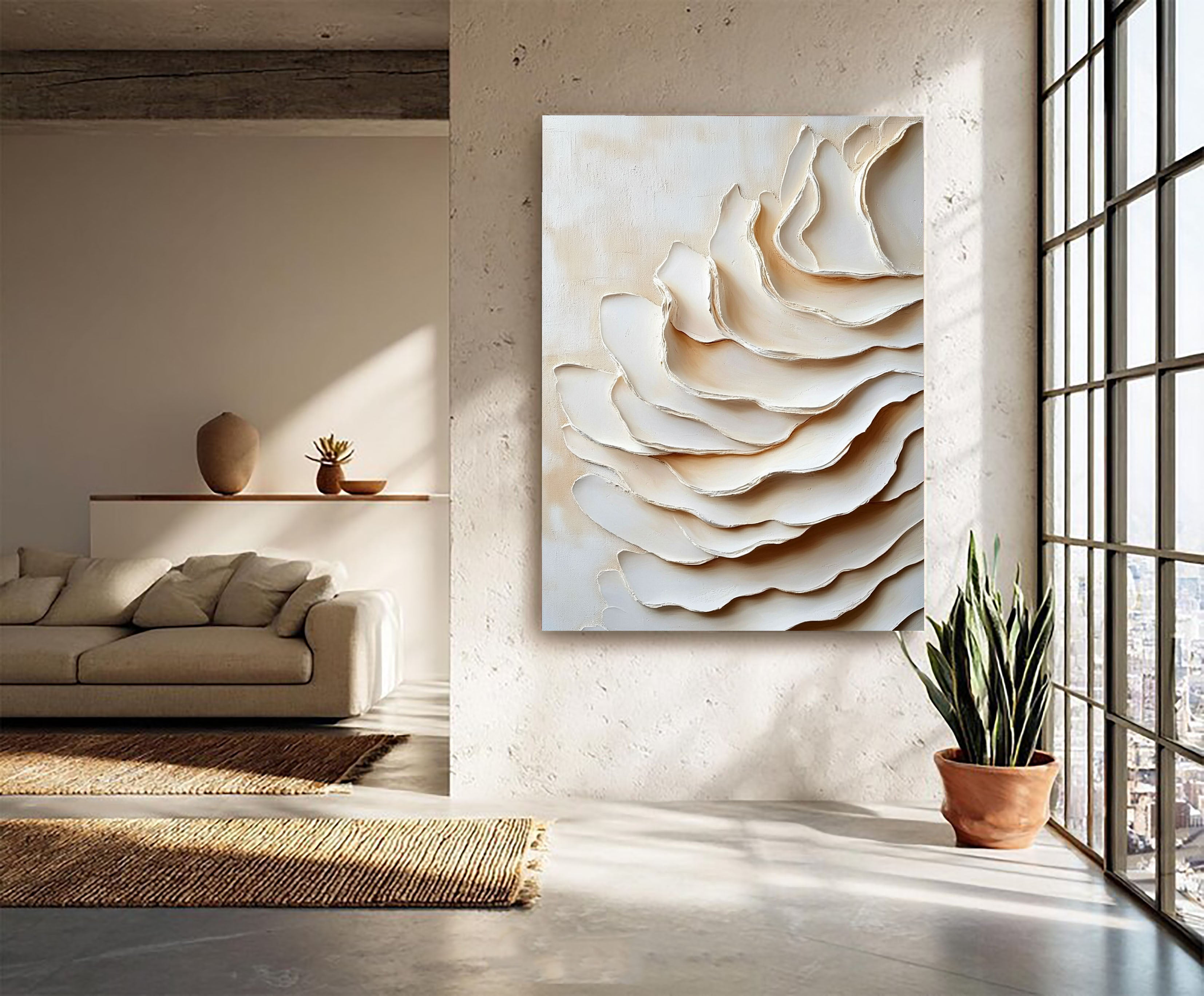 Textured Layered Petals | Creamy Beige