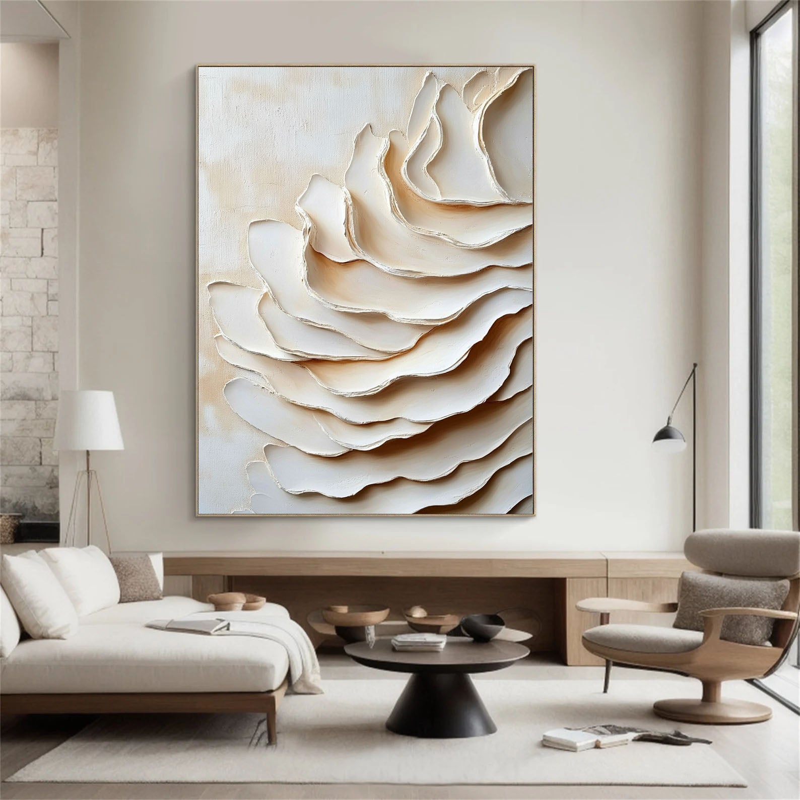 Textured Layered Petals | Creamy Beige