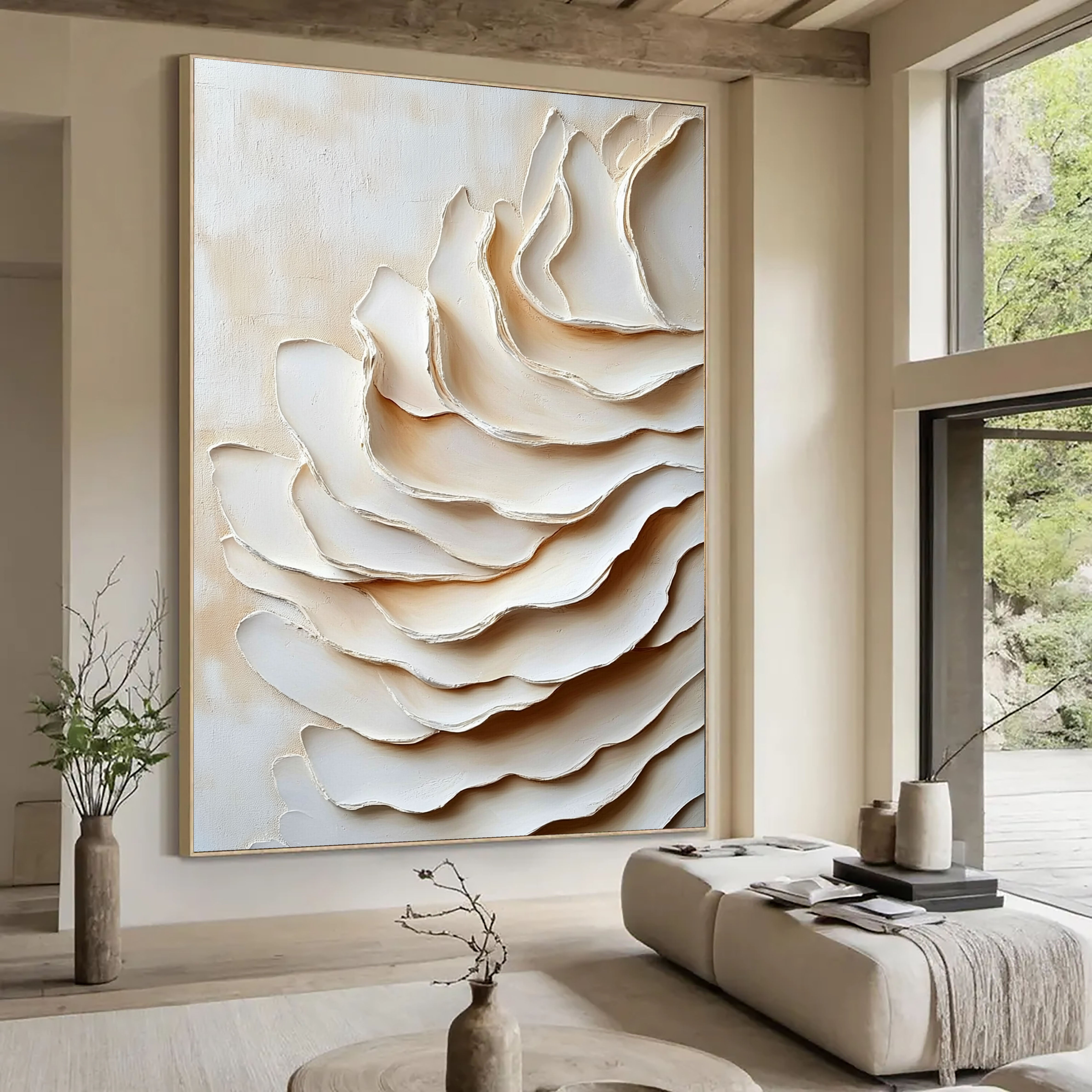 Textured Layered Petals | Creamy Beige