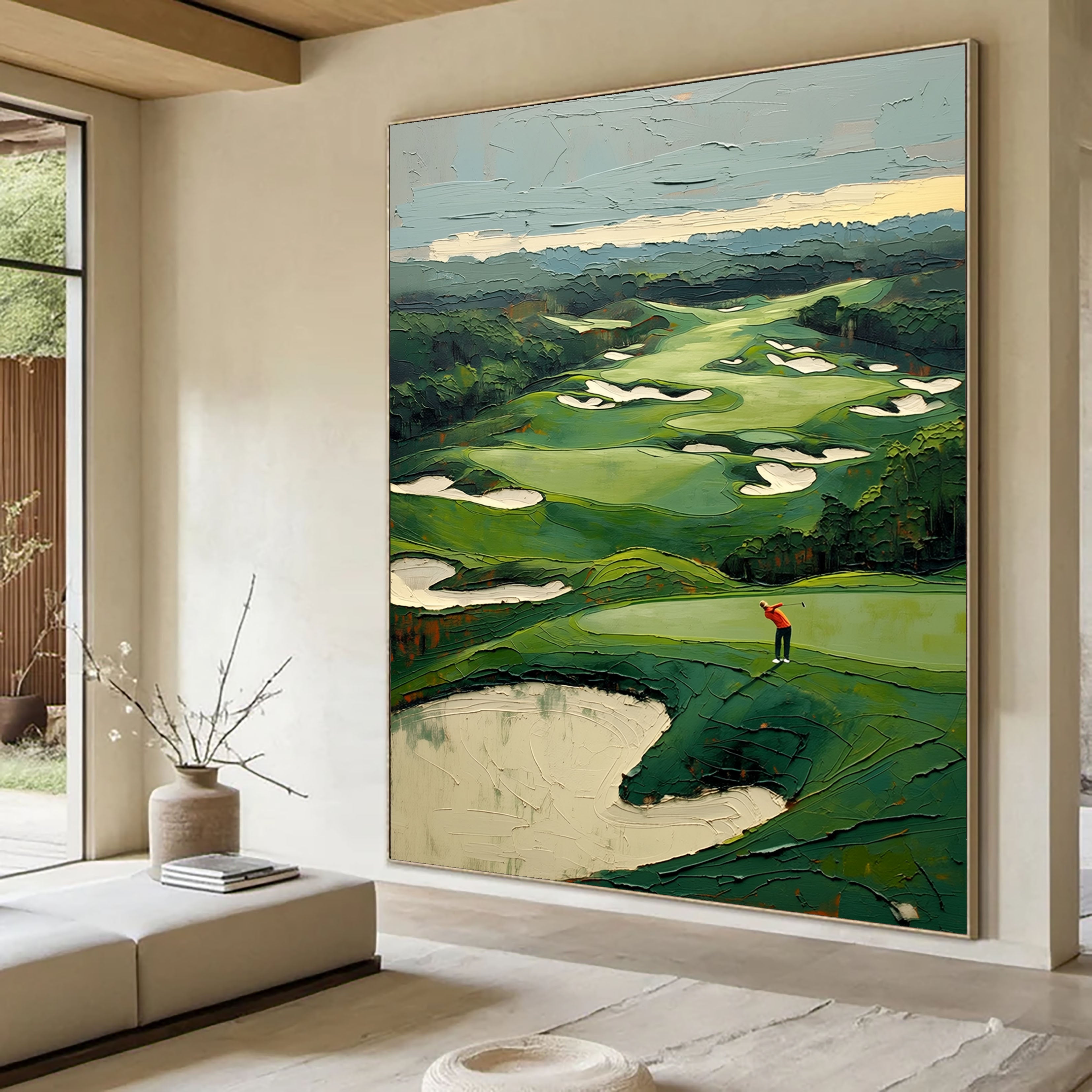 Textured Golf Course | Green Beige