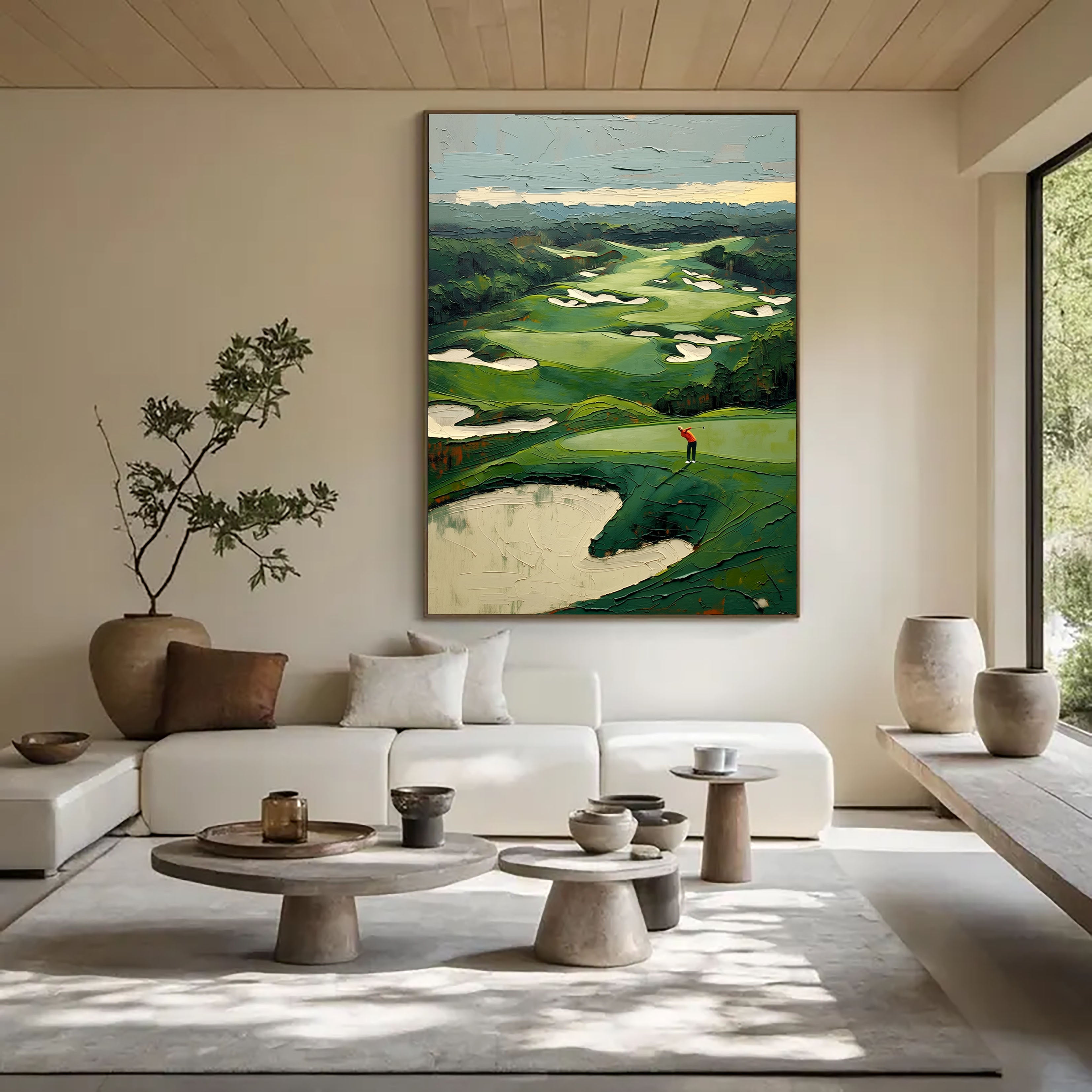 Textured Golf Course | Green Beige