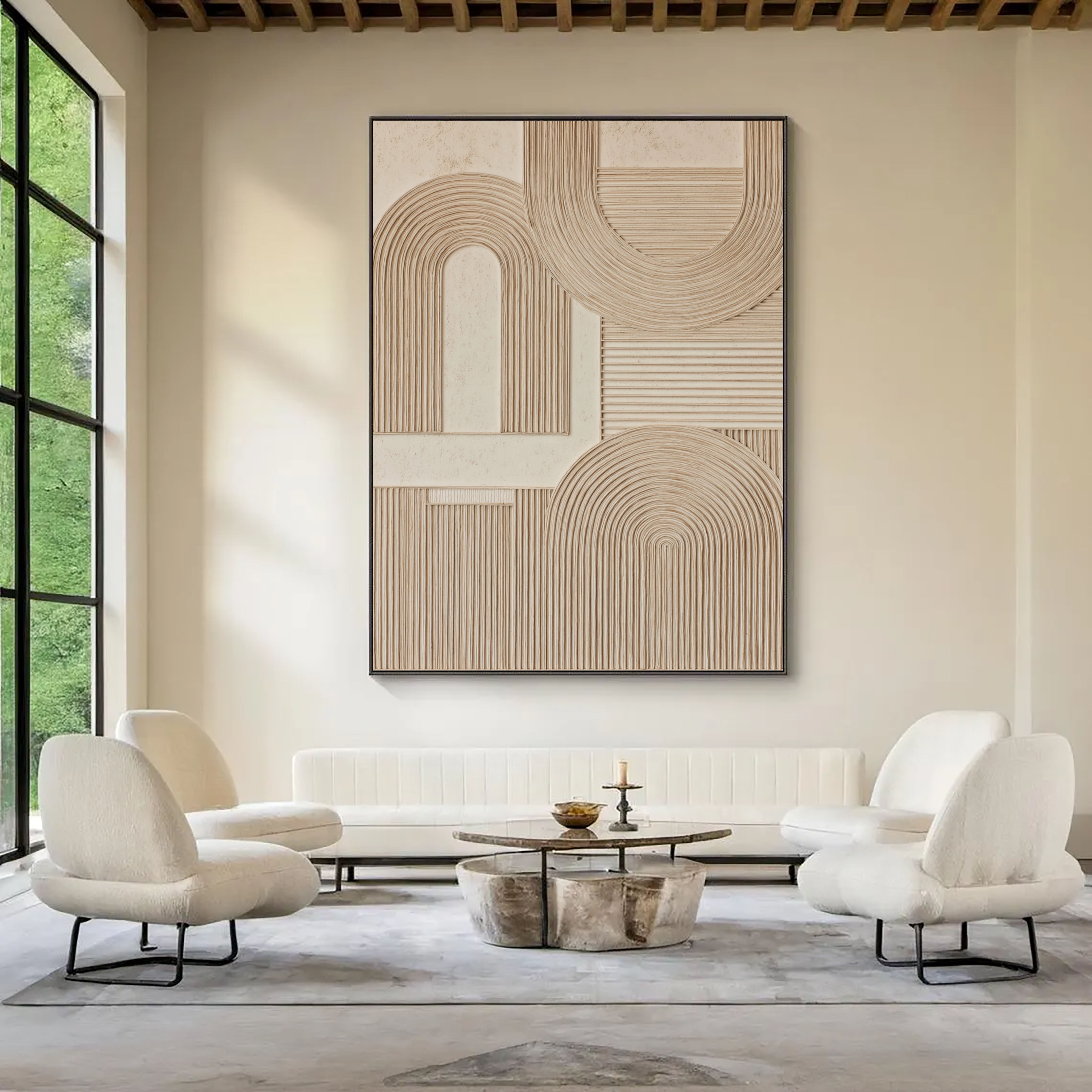 Textured Geometric Arches | Warm Beige