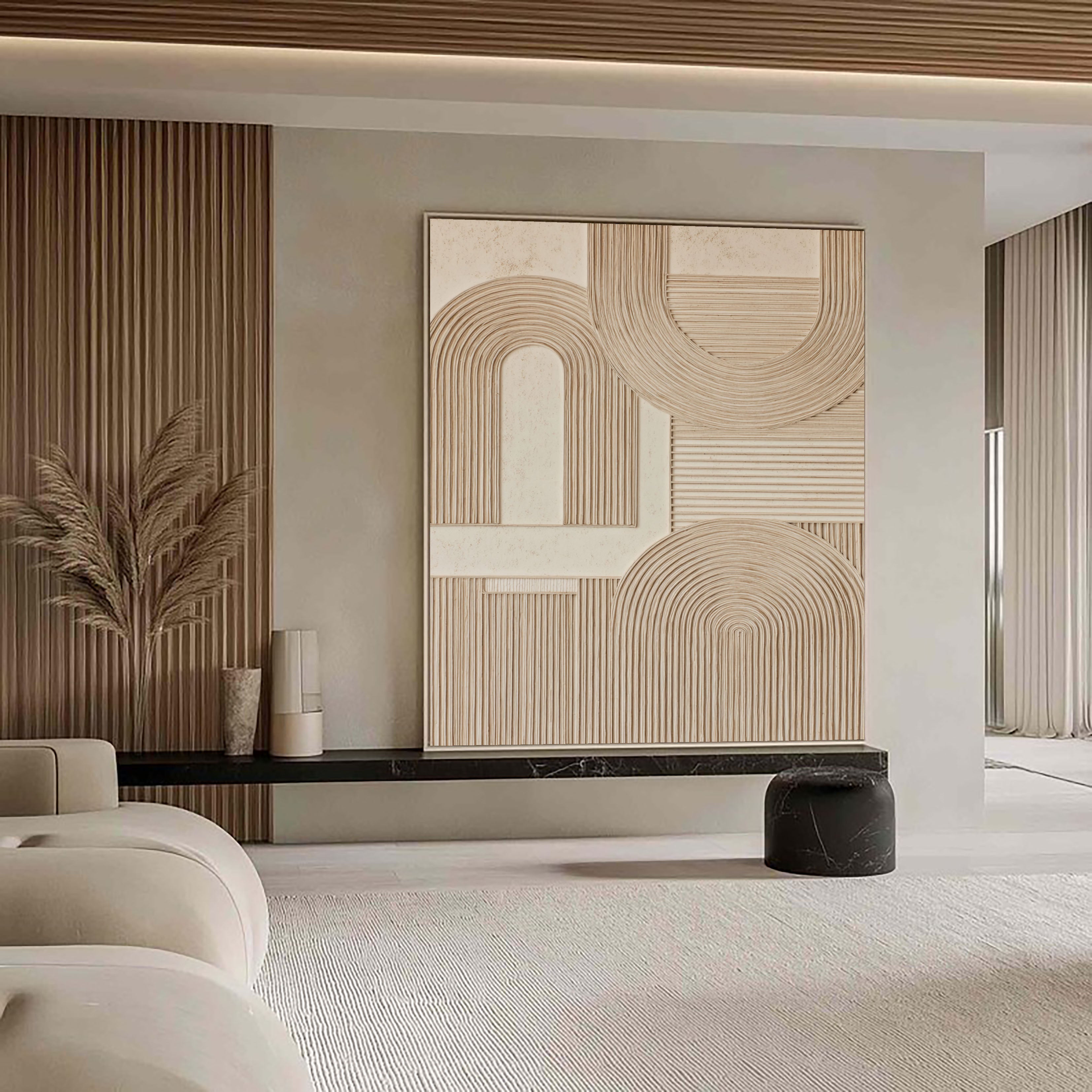 Textured Geometric Arches | Warm Beige
