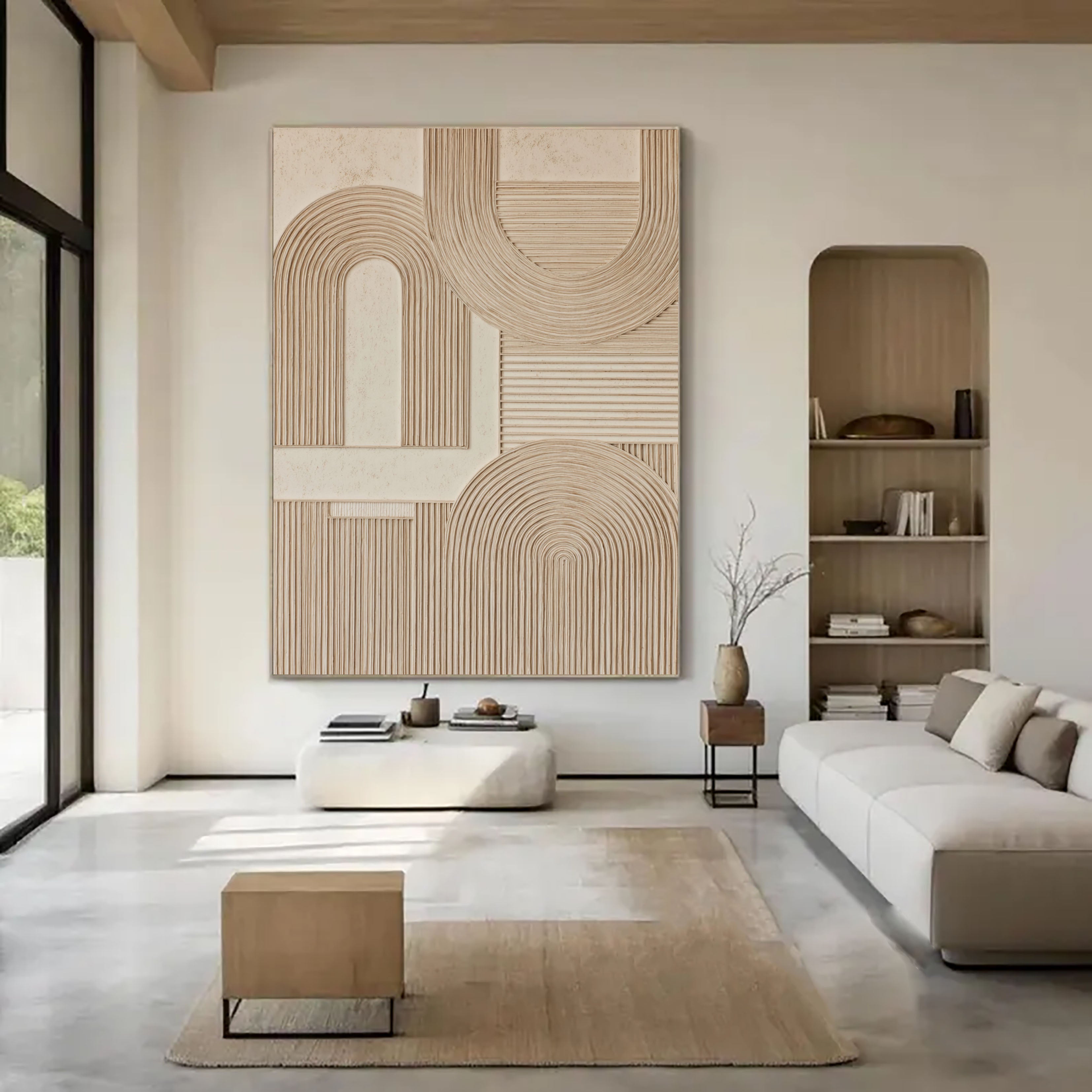 Textured Geometric Arches | Warm Beige