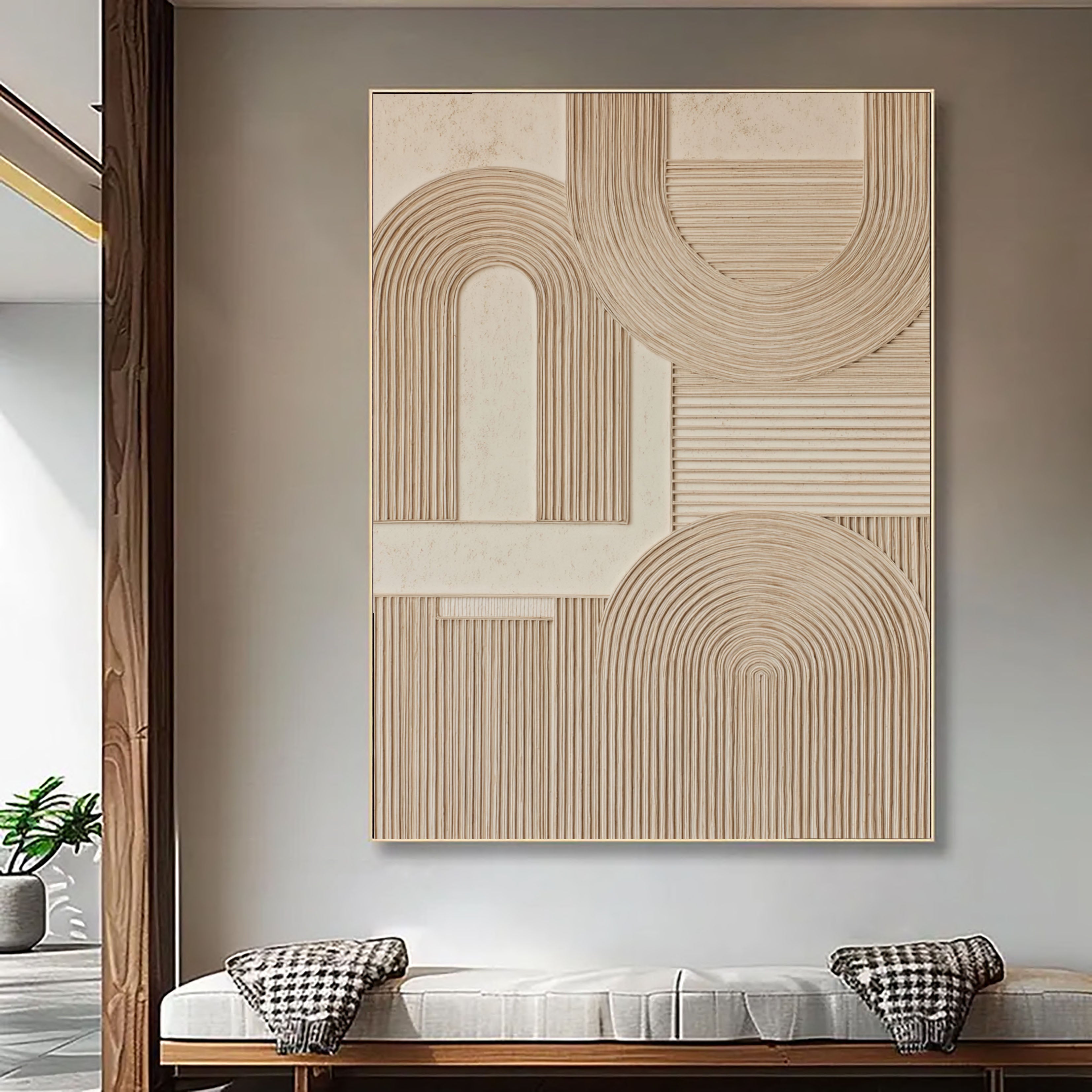 Textured Geometric Arches | Warm Beige