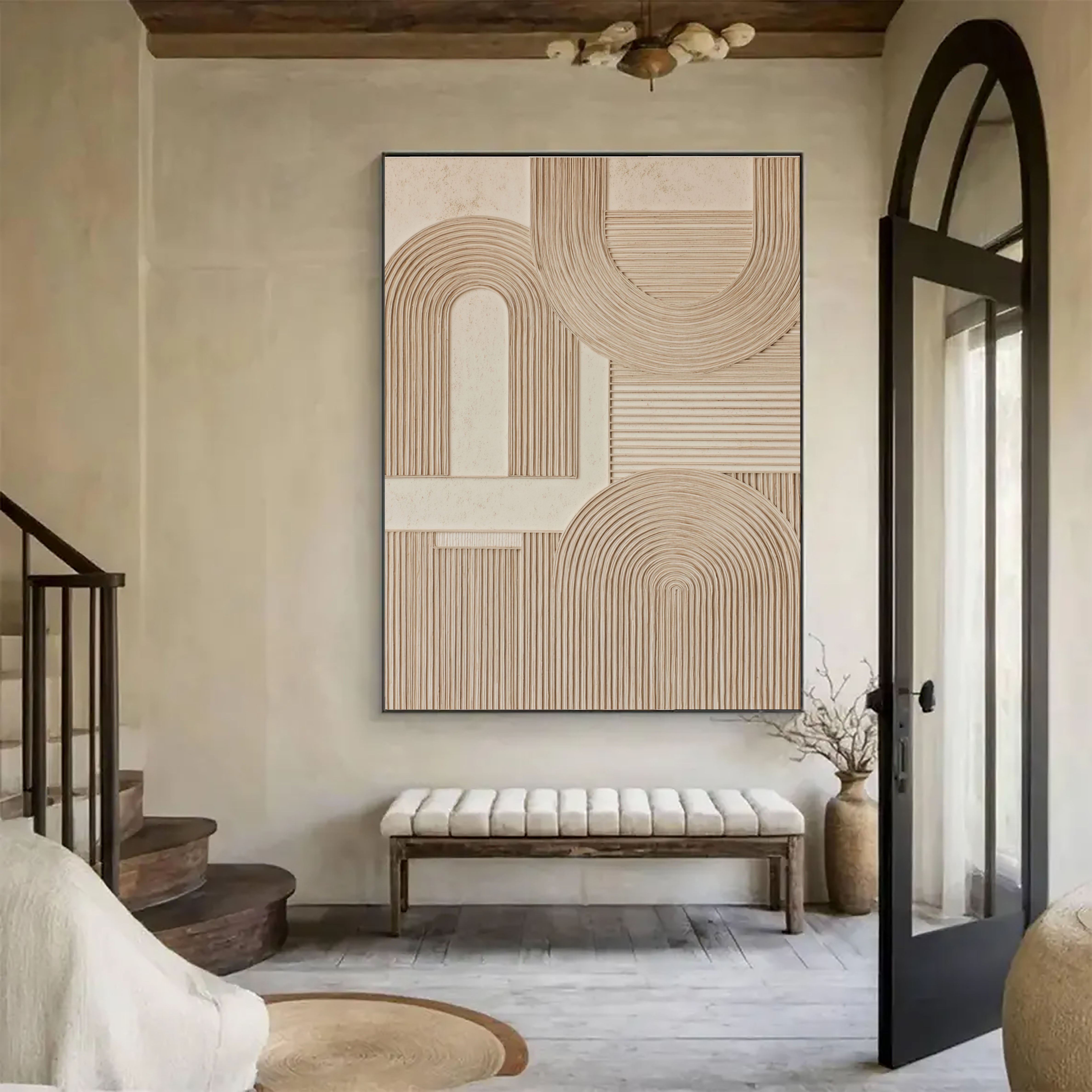 Textured Geometric Arches | Warm Beige