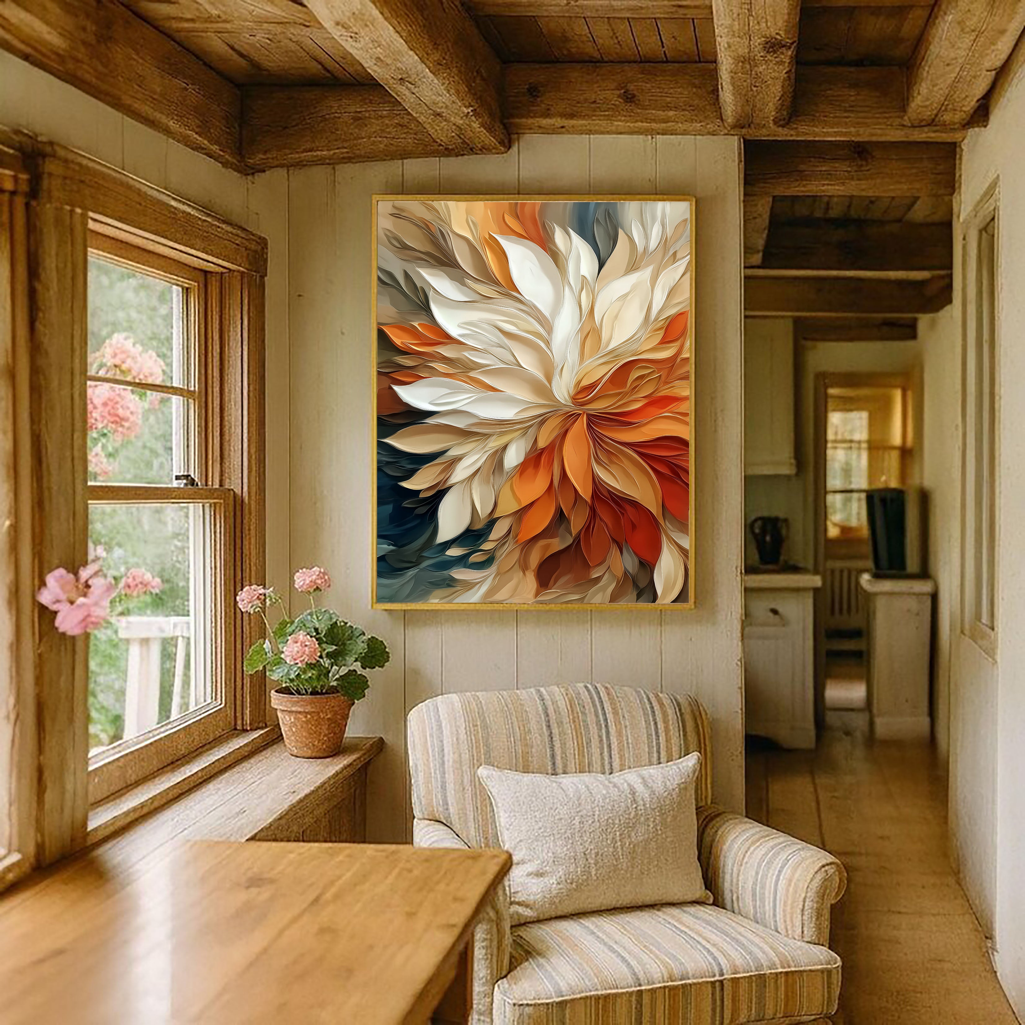 Textured Floral Burst | Warm Amber