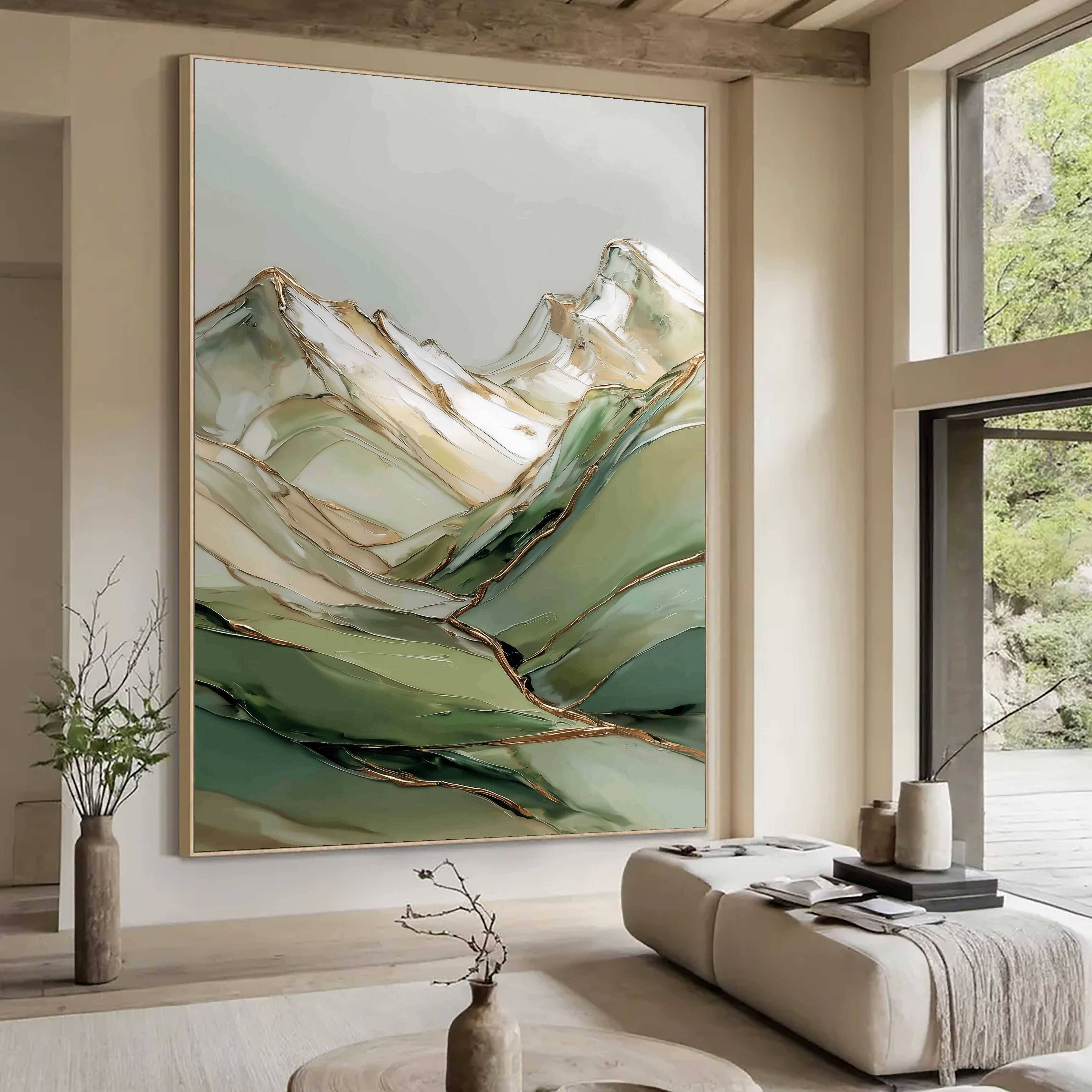 Textured Gilded Peaks | Verdant Mist