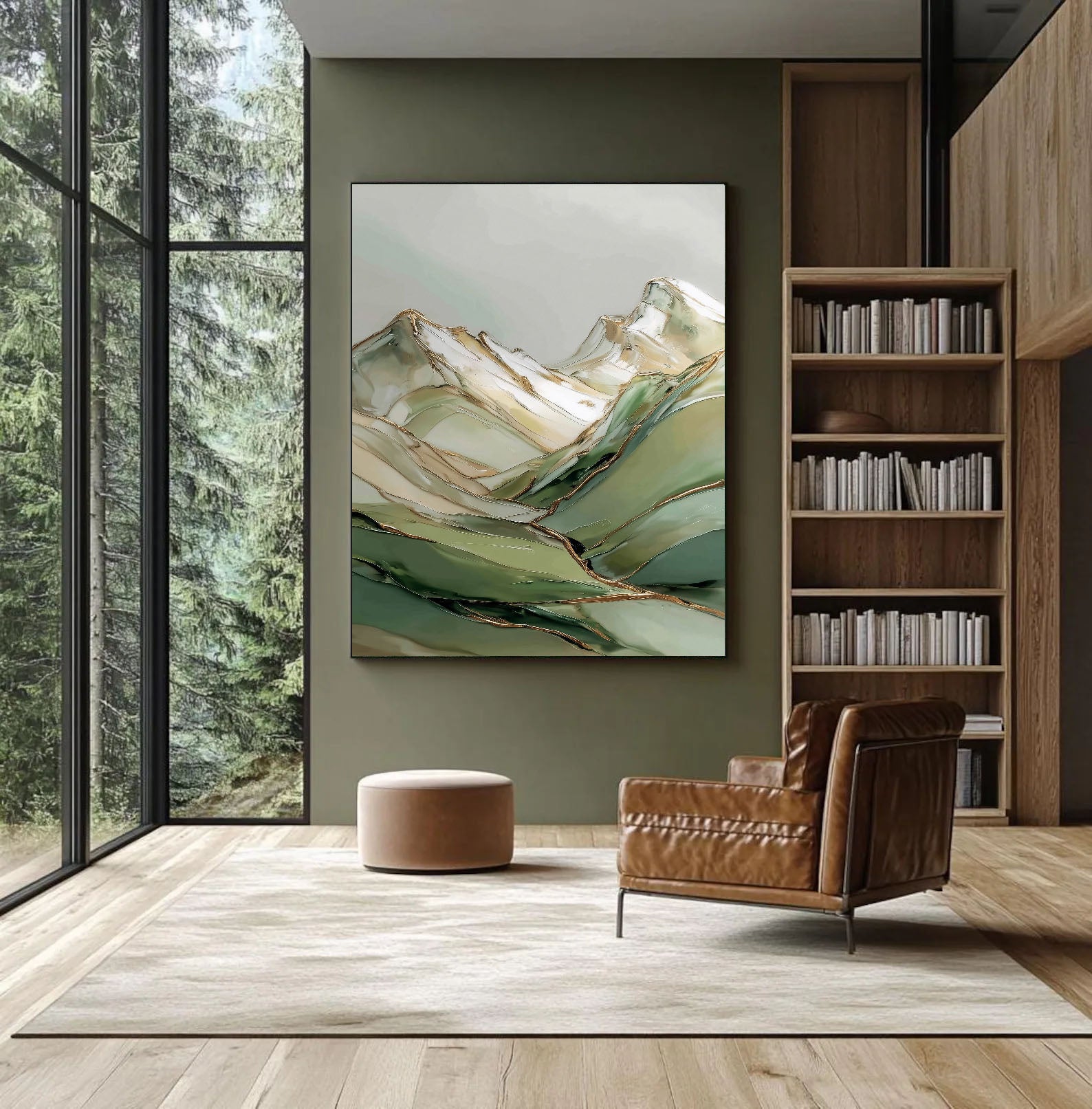 Textured Gilded Peaks | Verdant Mist