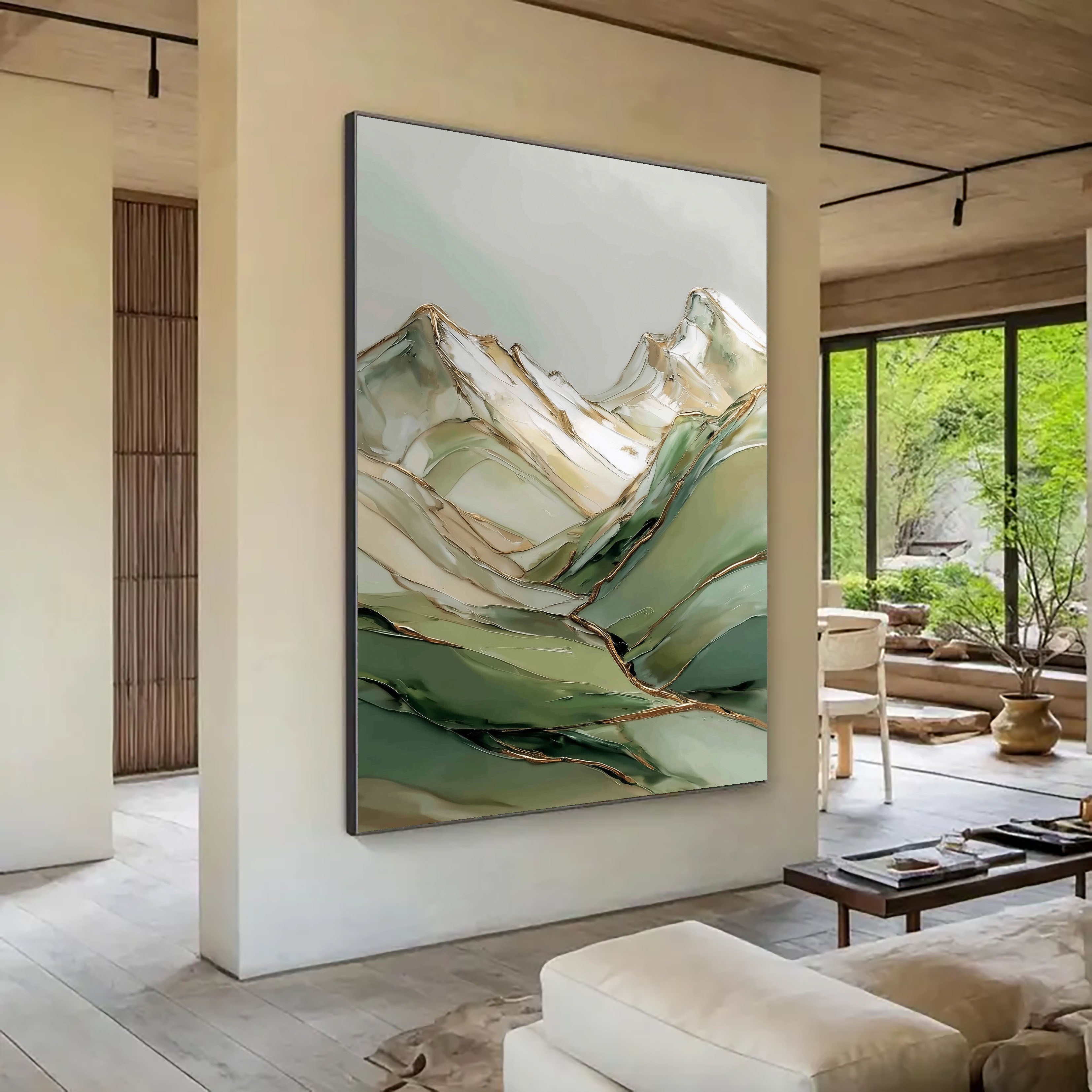 Textured Gilded Peaks | Verdant Mist