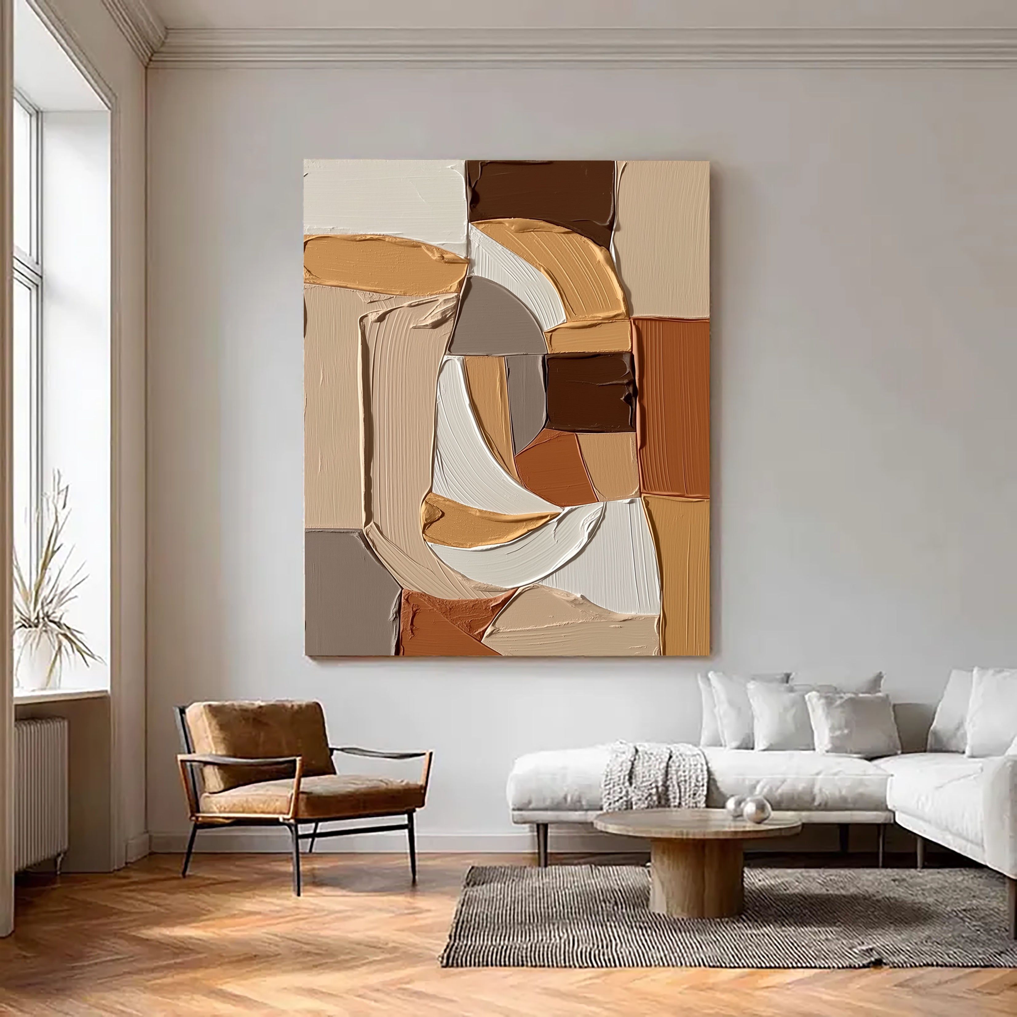 Texturierte geometrische Formen | Beige-Braun