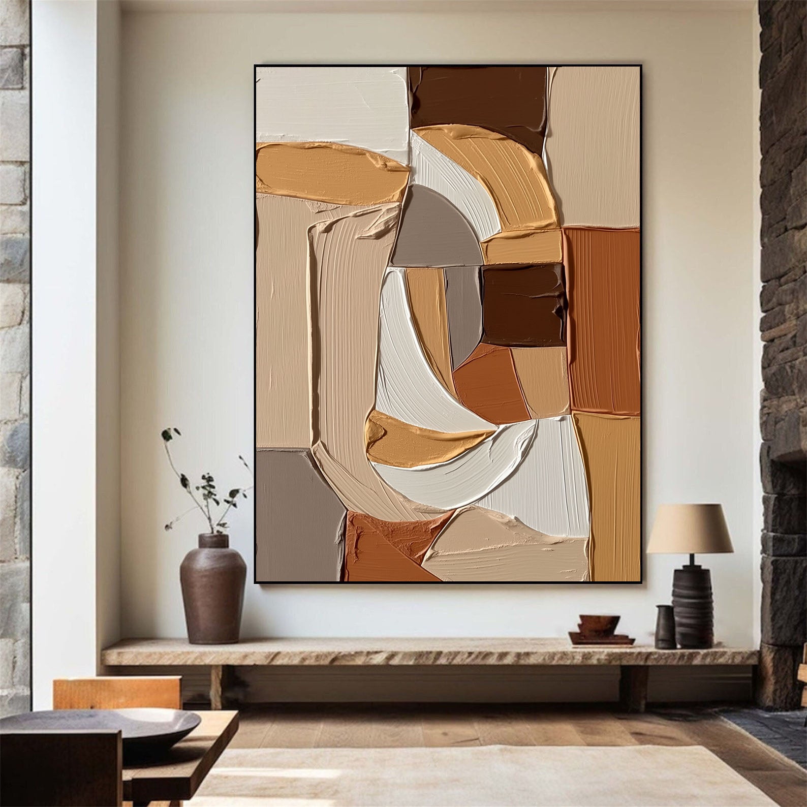 Texturierte geometrische Formen | Beige-Braun