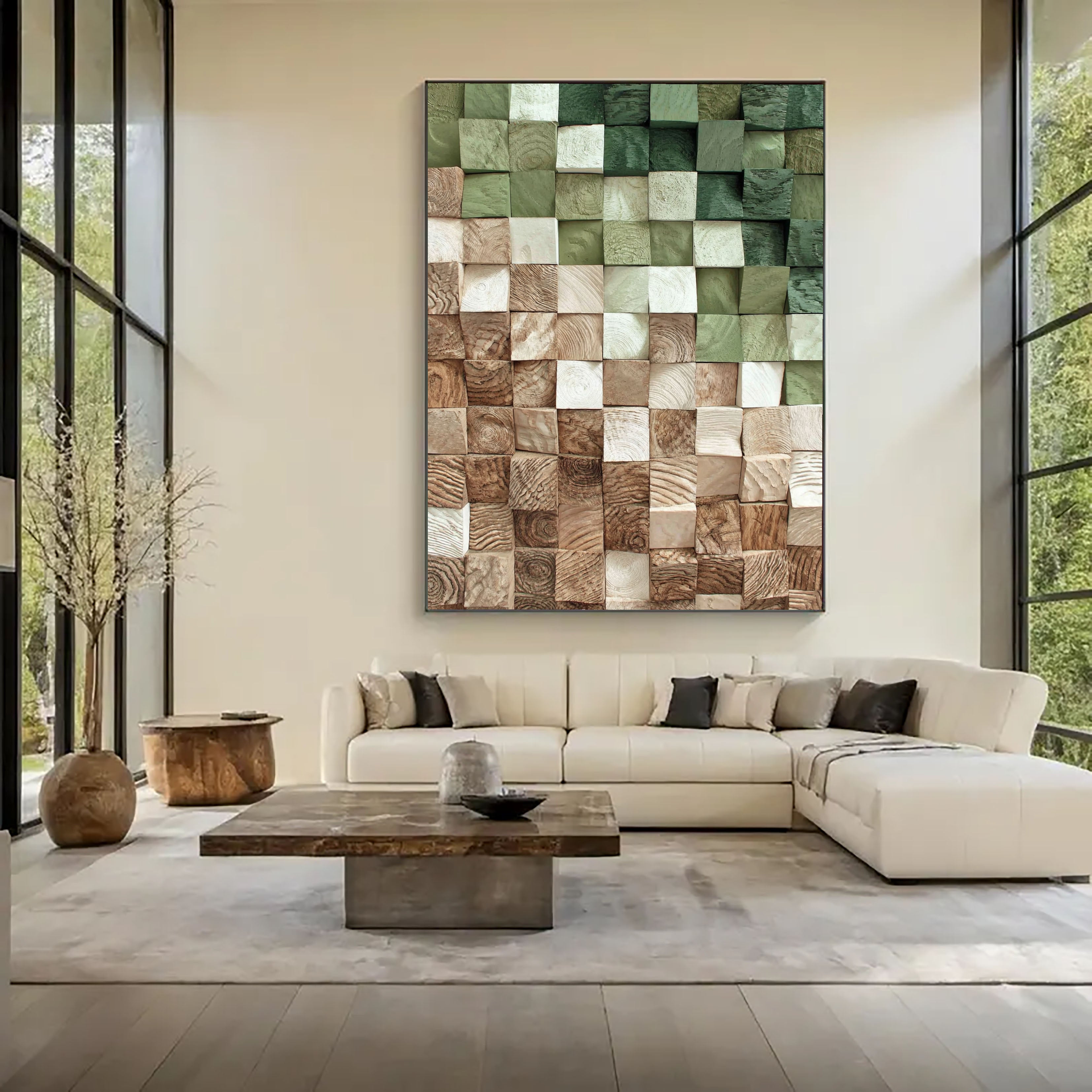 Textured Wooden Mosaic | Forest Tones