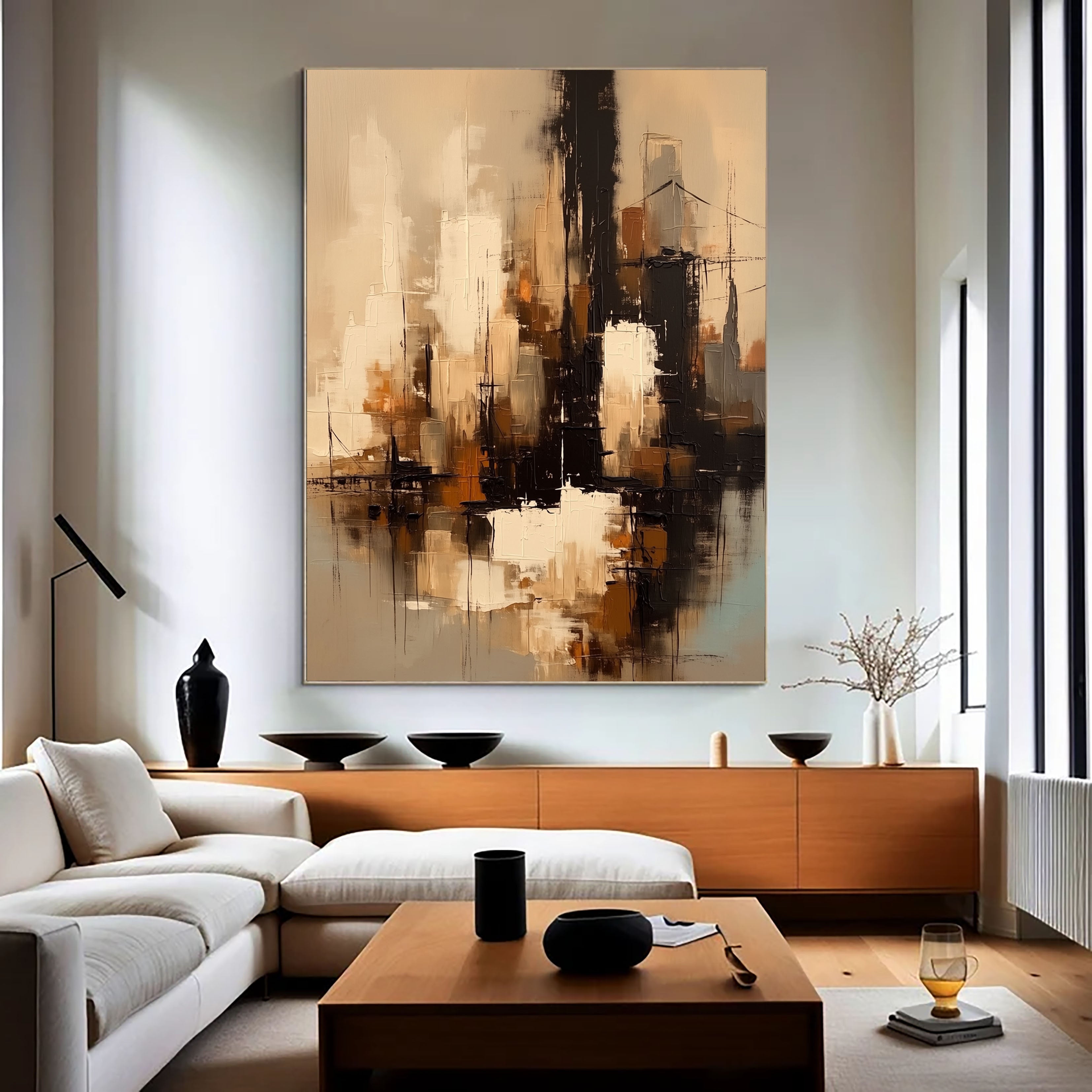 Texturierte Stadtsilhouette | Beige Schwarz