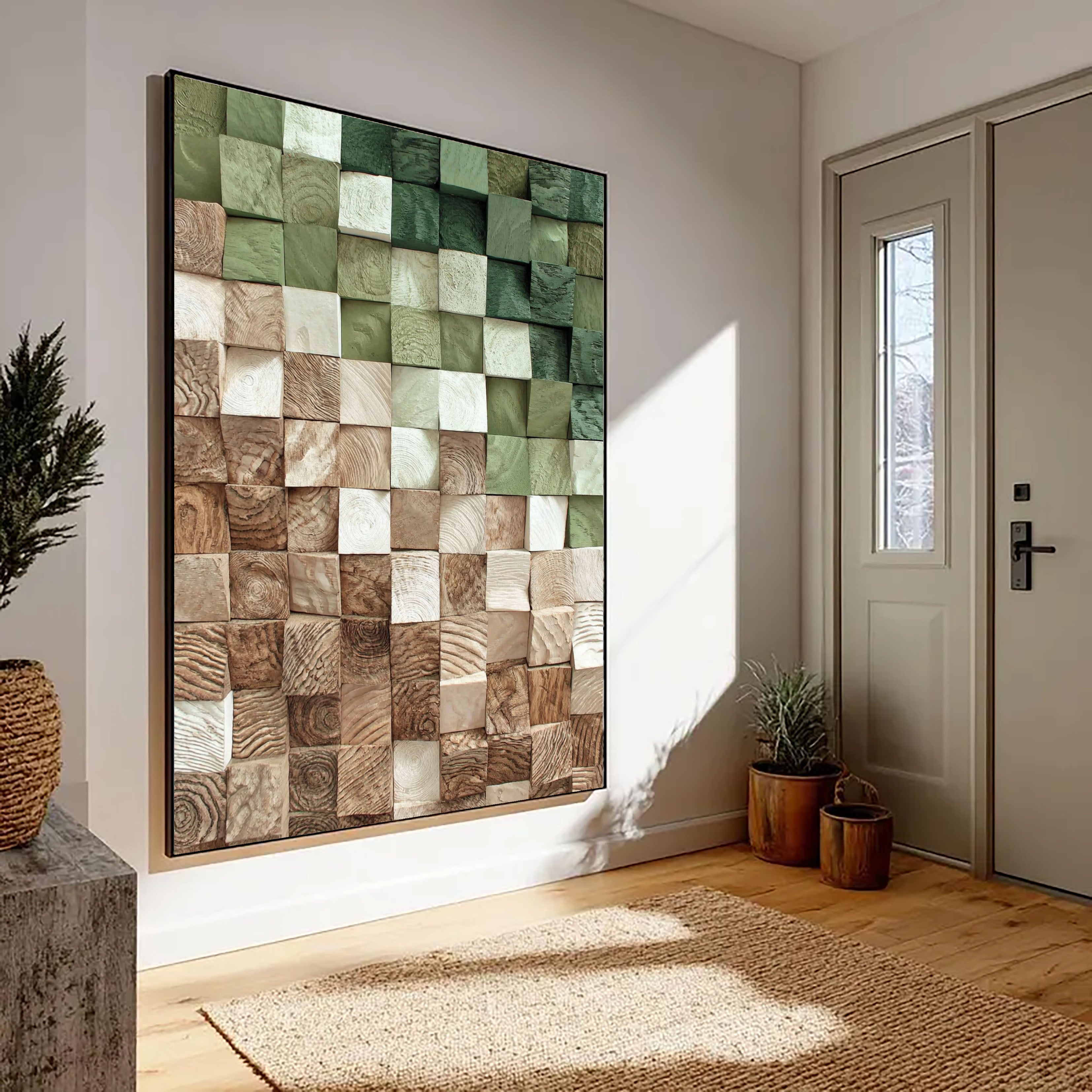 Textured Wooden Mosaic | Forest Tones