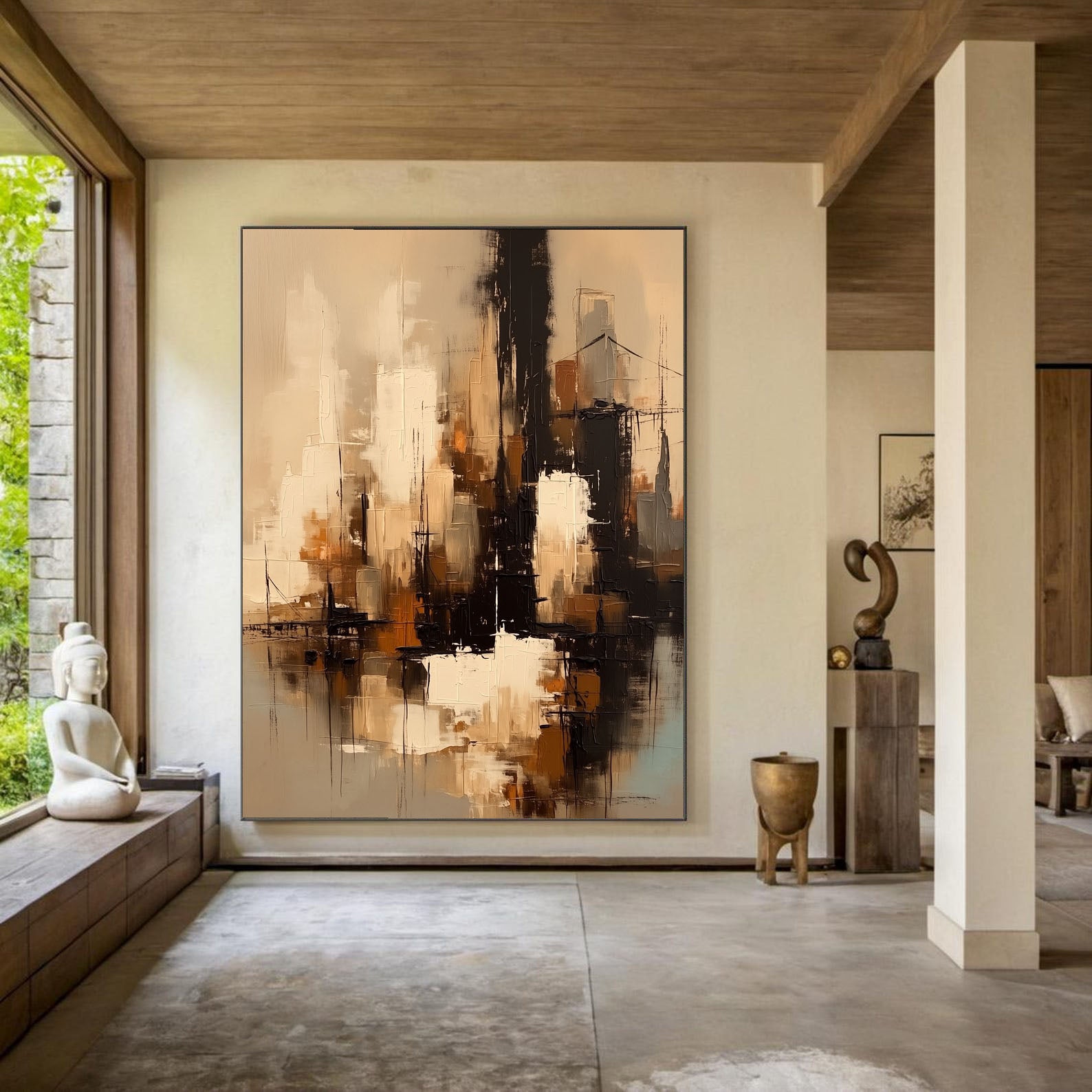 Texturierte Stadtsilhouette | Beige Schwarz