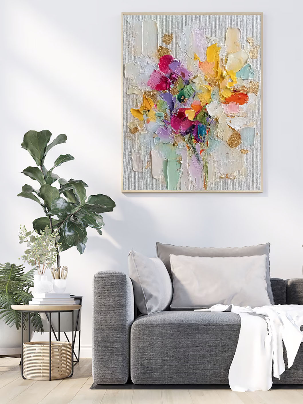 Textured Impasto Blooms | Gilded Hues