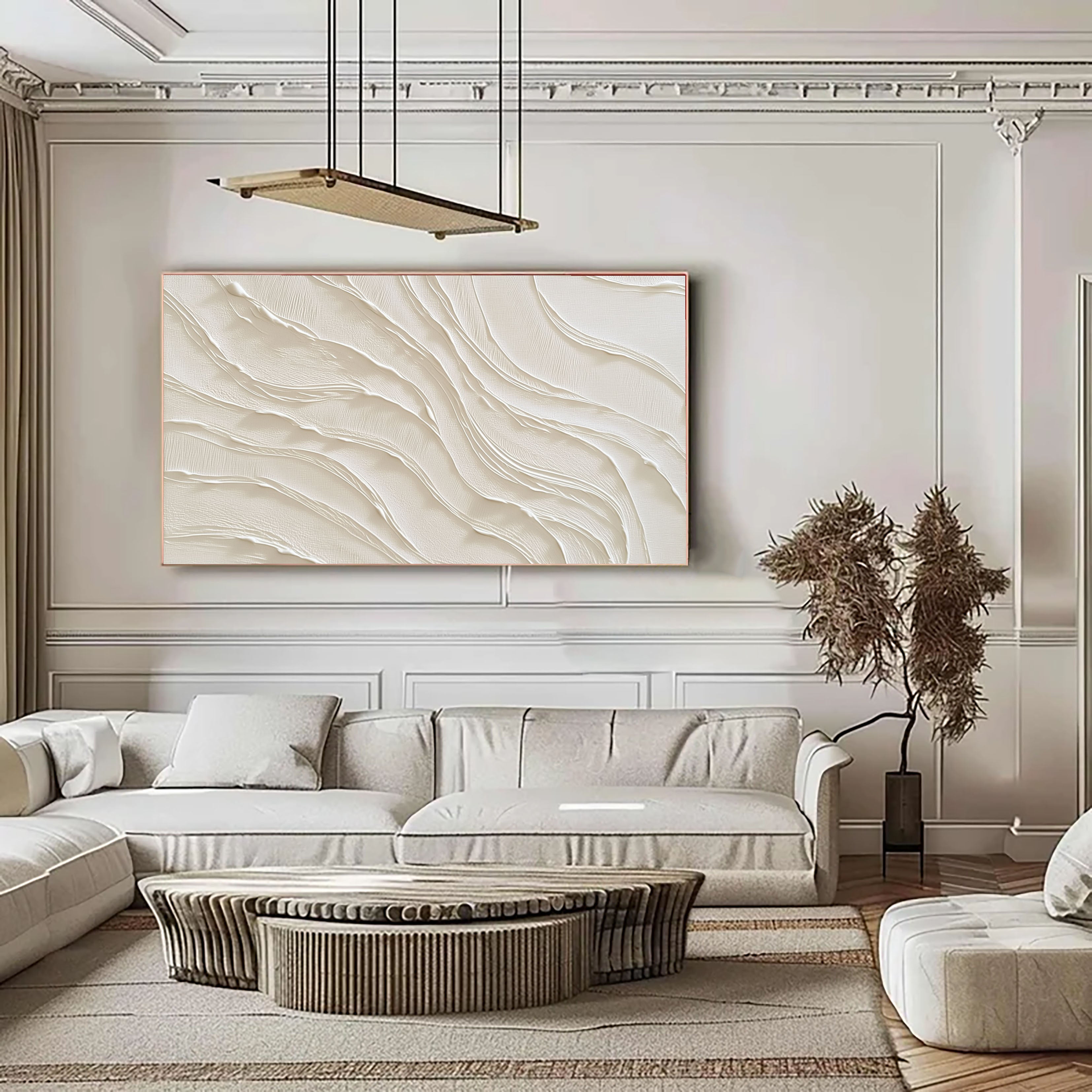 Textured Flowing Waves | Cream Beige