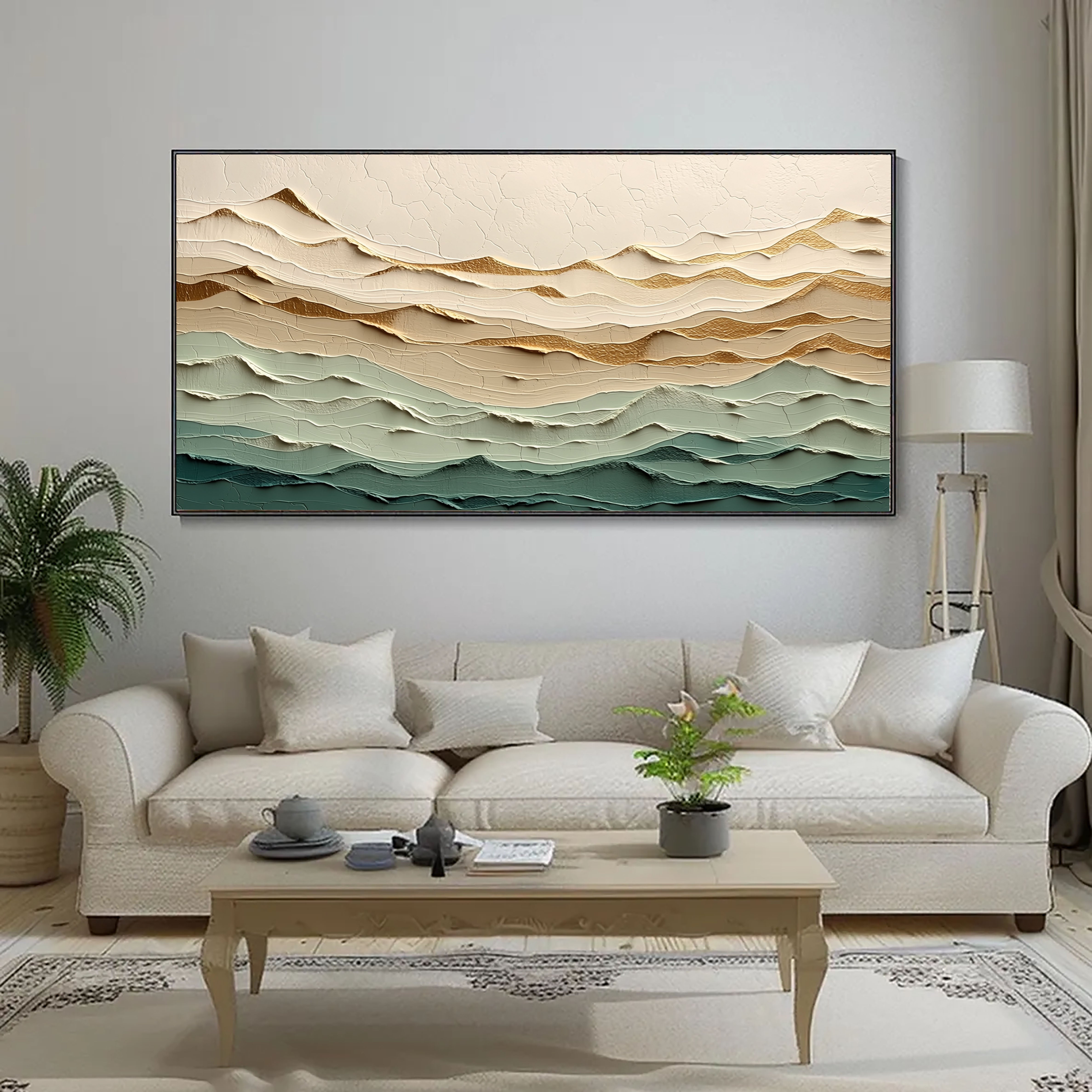 Textured Mountain Layers | Gold Teal