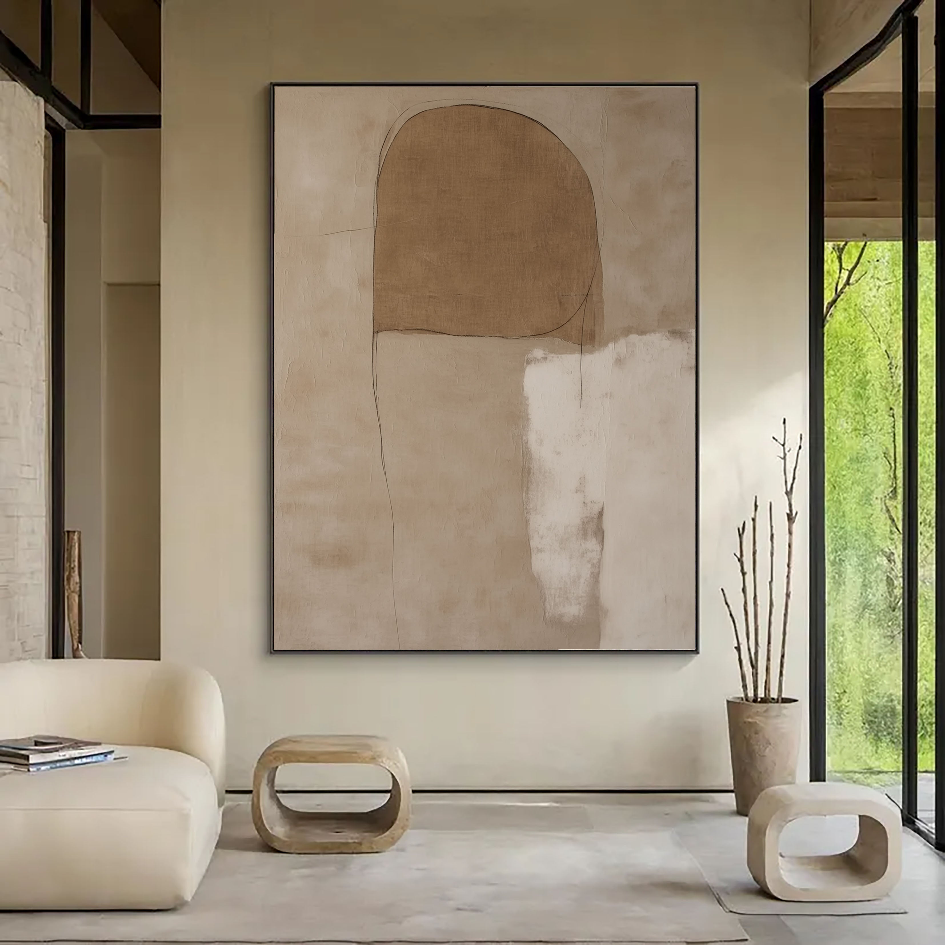 Textured Minimal Forms | Beige White