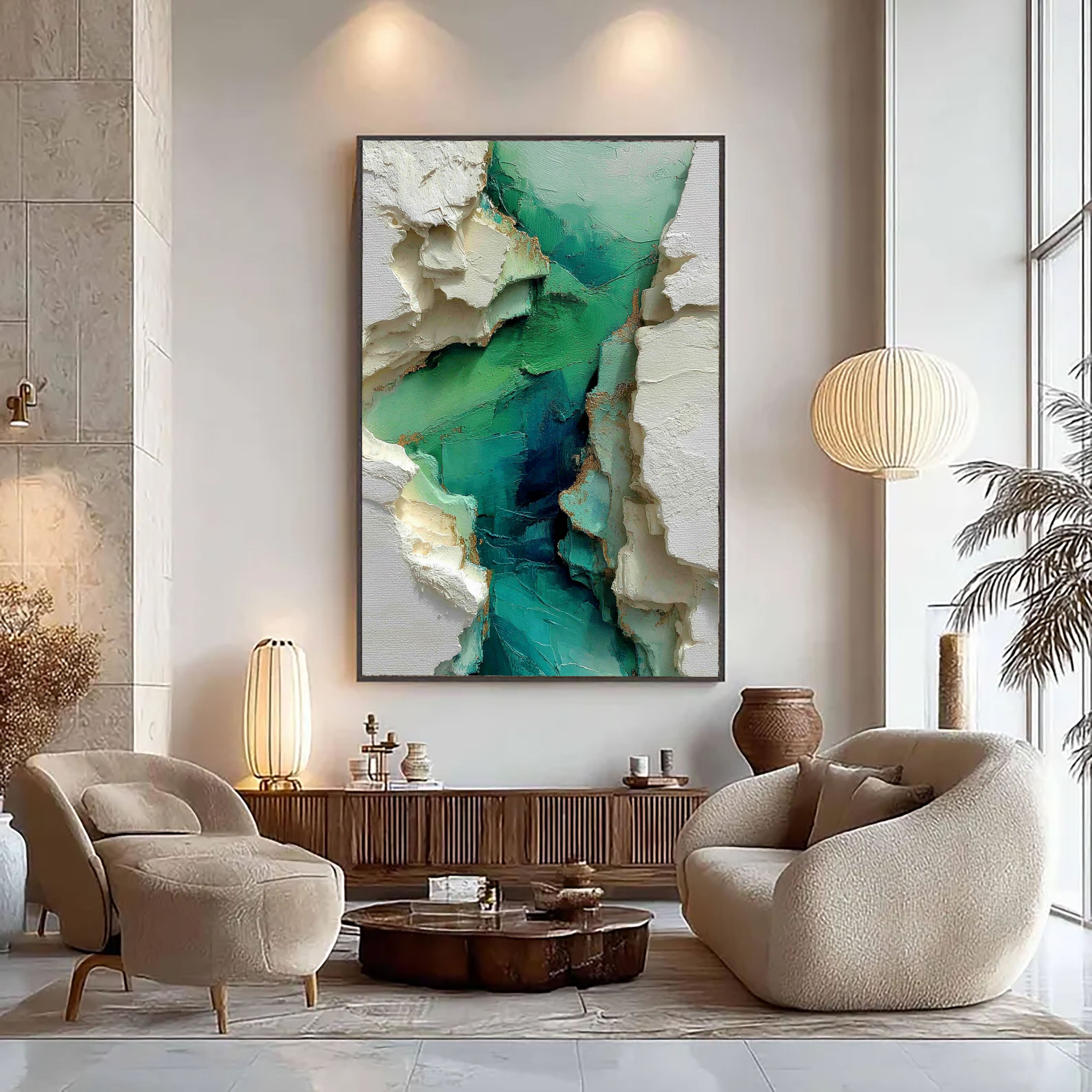 Textured Fractured Veins | Emerald Gilded