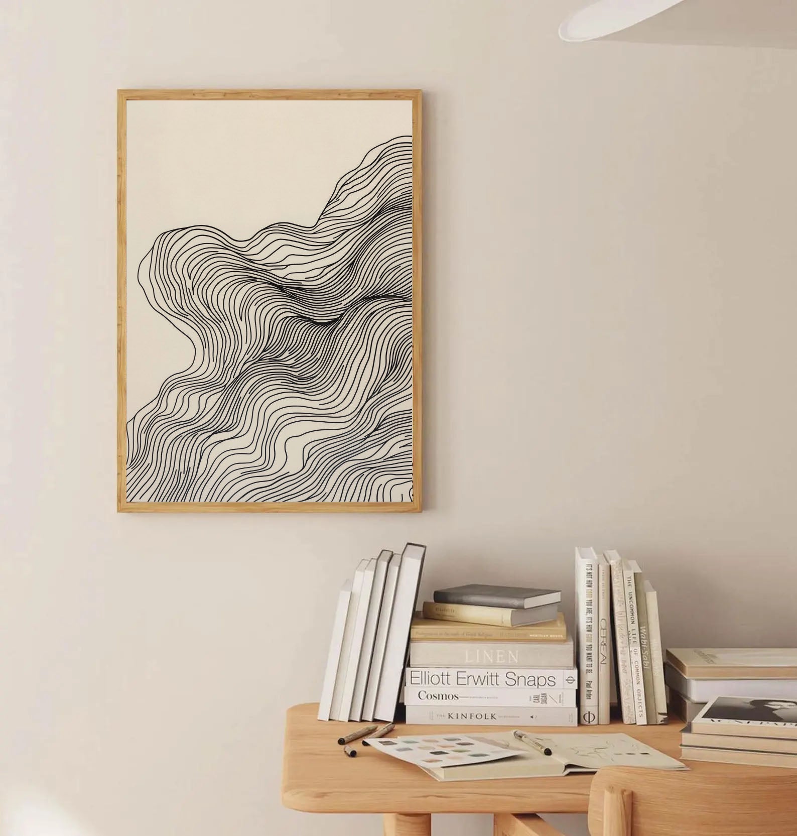 Flowing Line Minimalism | Beige Swirls