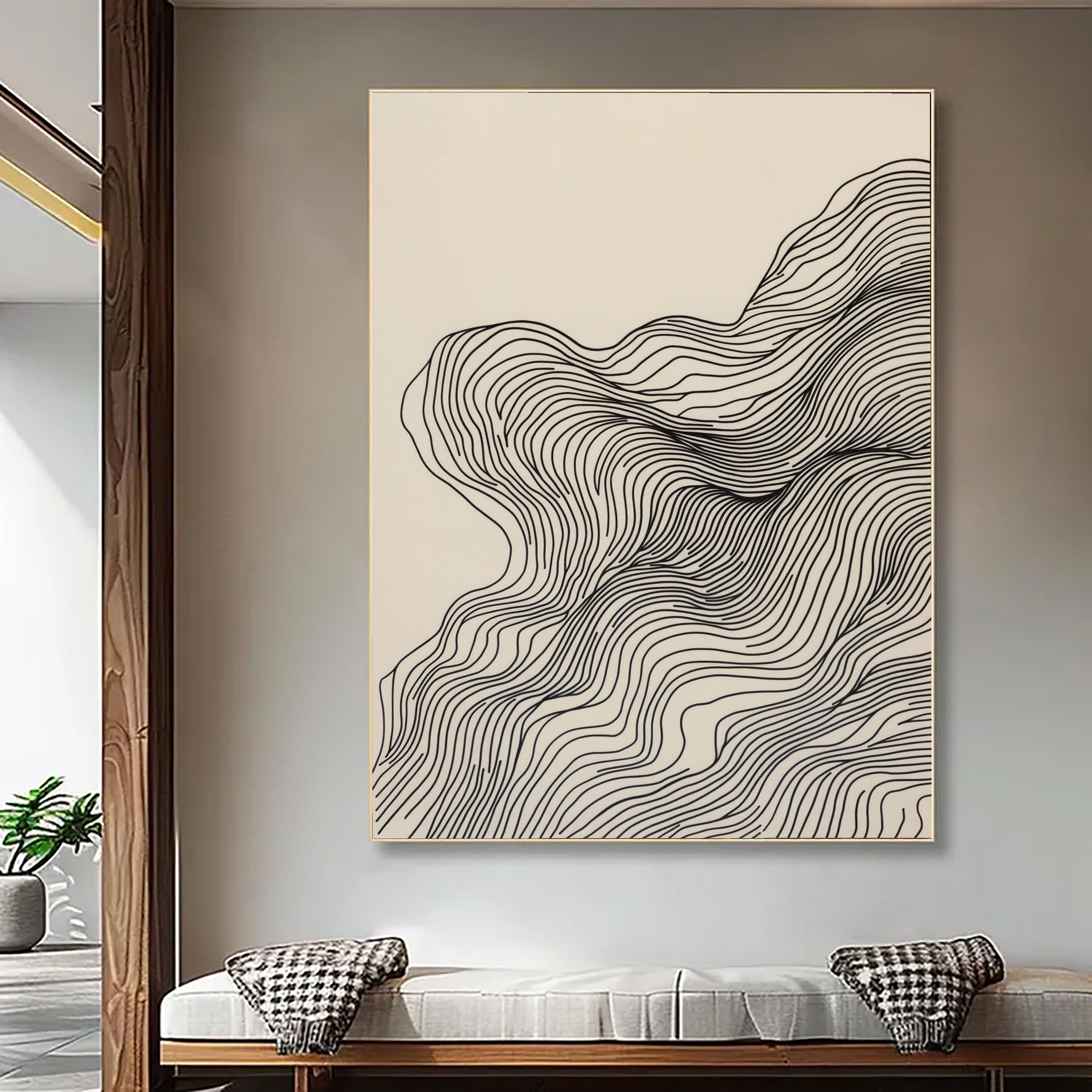 Flowing Line Minimalism | Beige Swirls