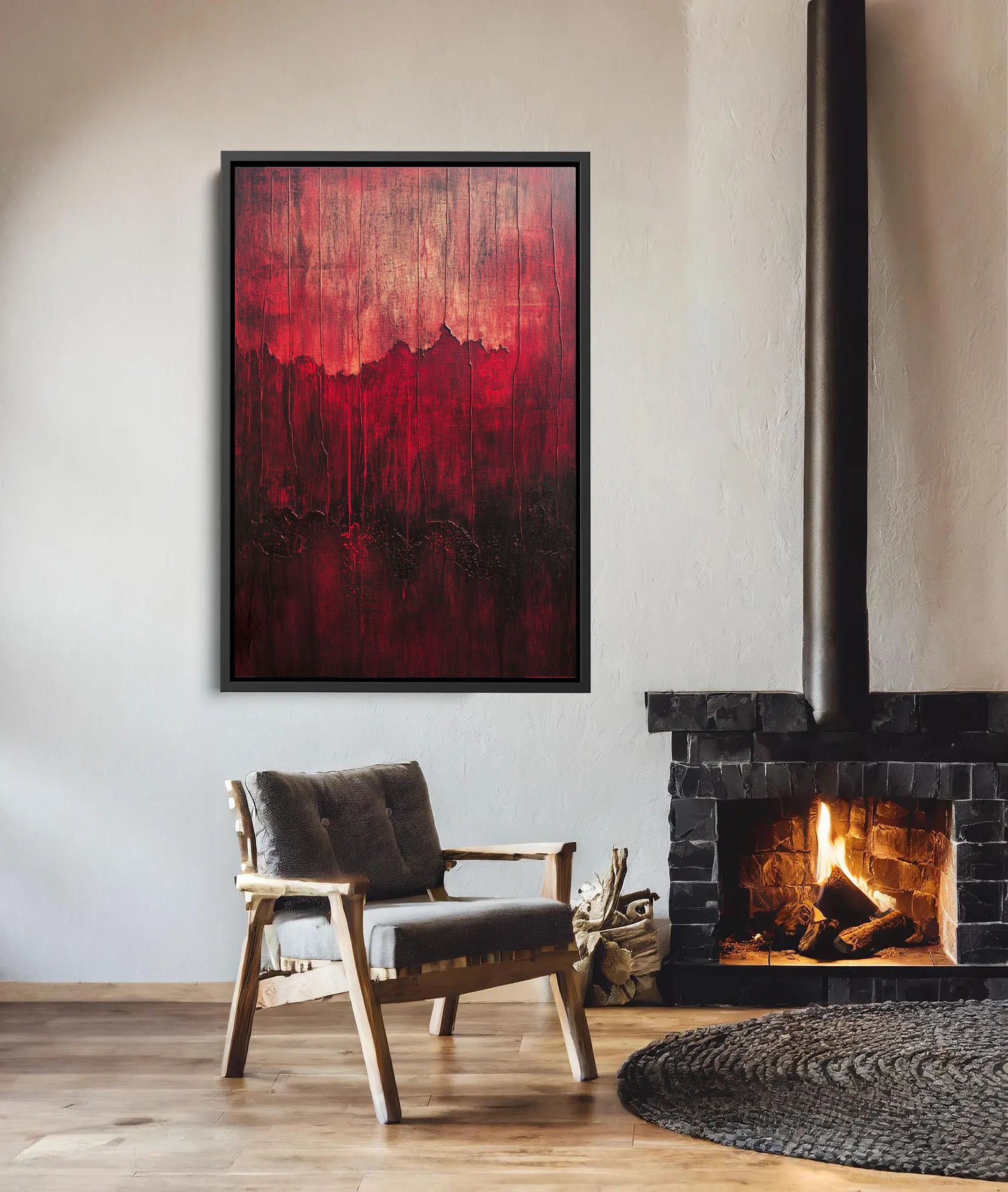 Textured Crimson Stratification | Earthy Crackle
